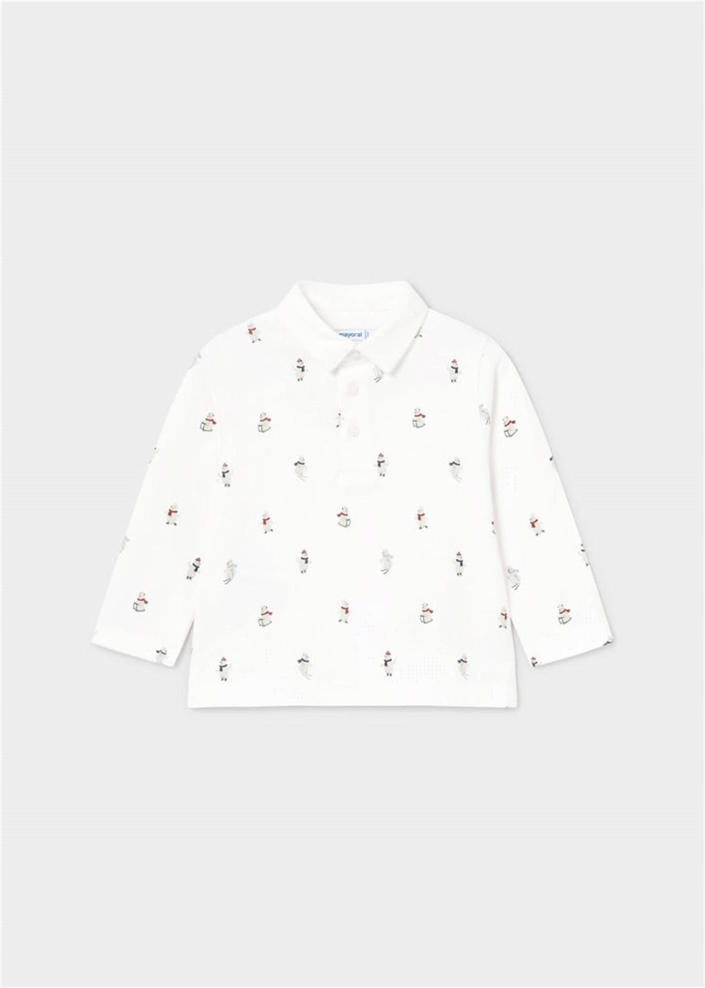 Mayoral Erkek Bebek Polo Yaka Uzun Kollu Tişört Krem 2182