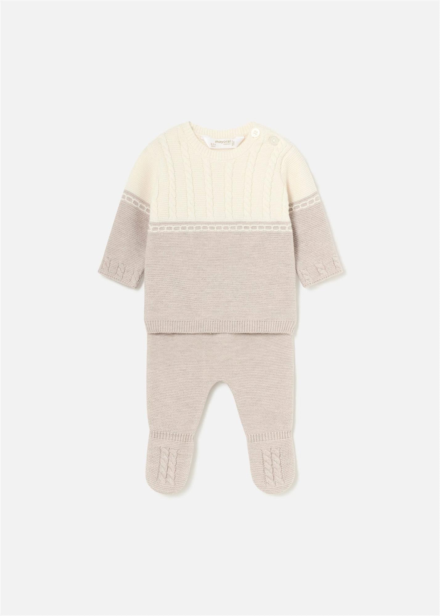 Mayoral Erkek Bebek Triko Kazak Tayt Takım Bej 2509