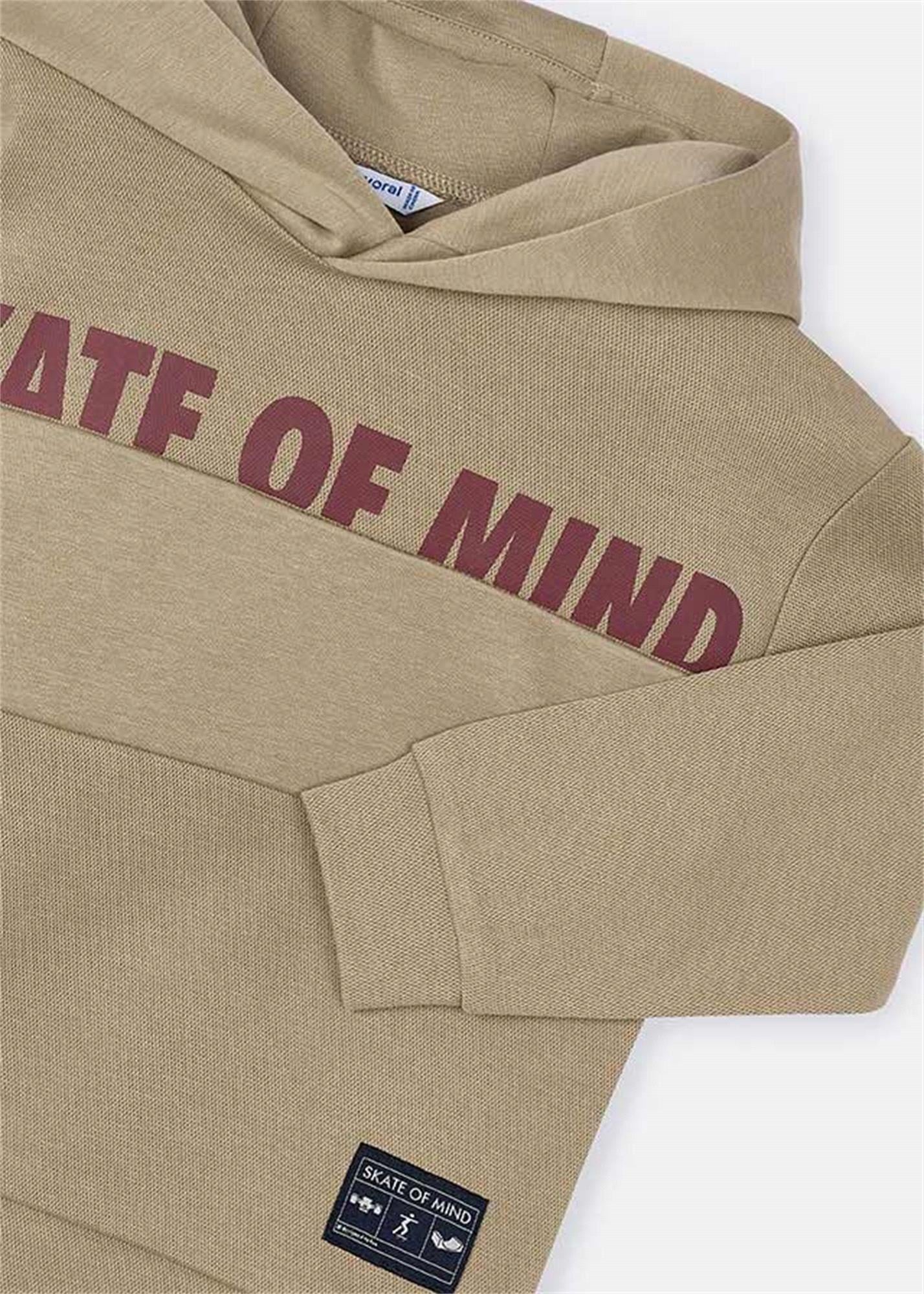 Mayoral Erkek Çocuk Baskılı Kapüşonlu Sweatshirt Bej 4409