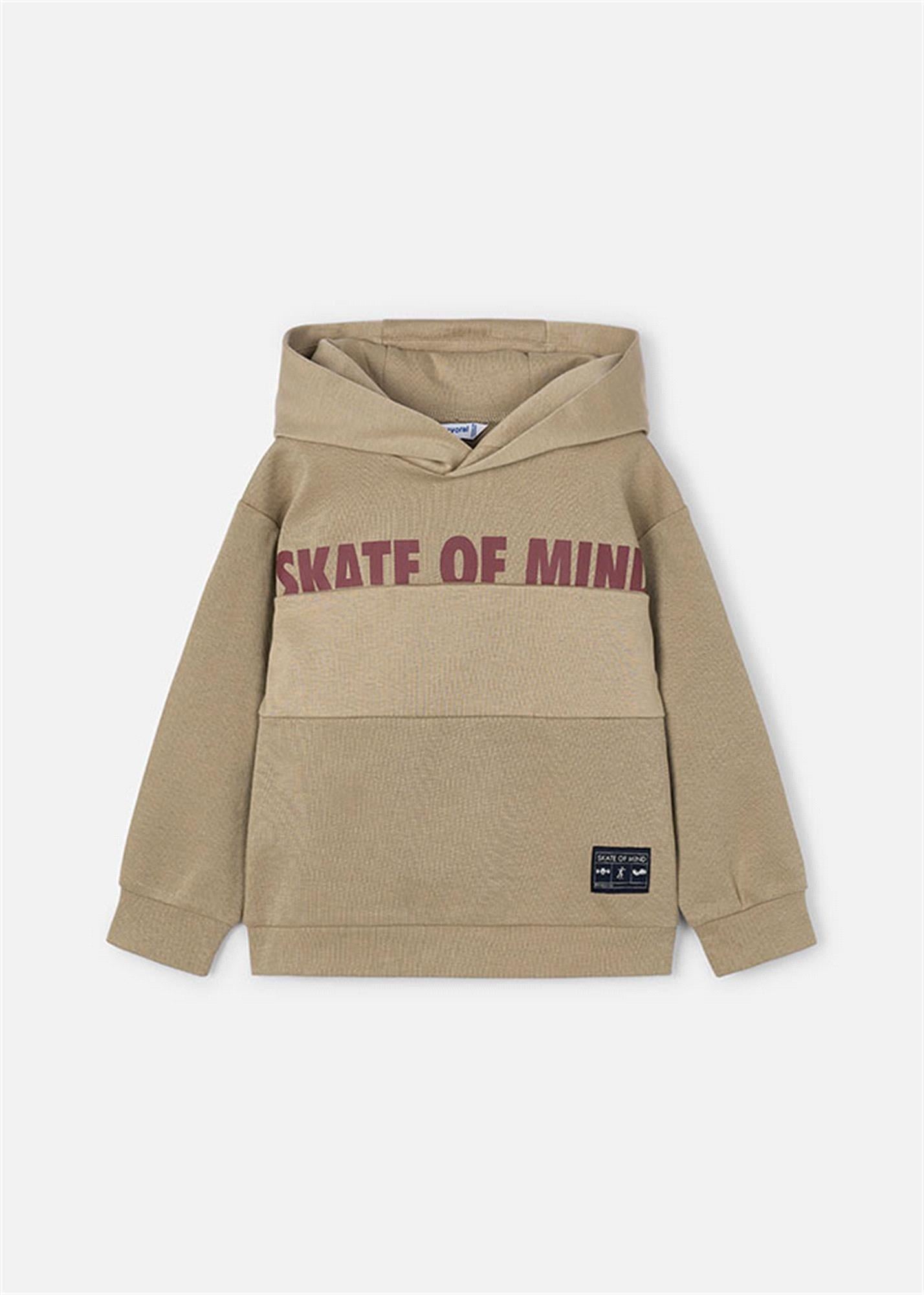 Mayoral Erkek Çocuk Baskılı Kapüşonlu Sweatshirt Bej 4409