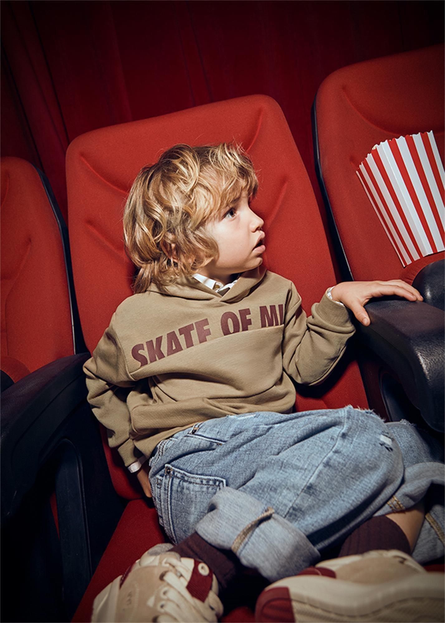 Mayoral Erkek Çocuk Baskılı Kapüşonlu Sweatshirt Bej 4409