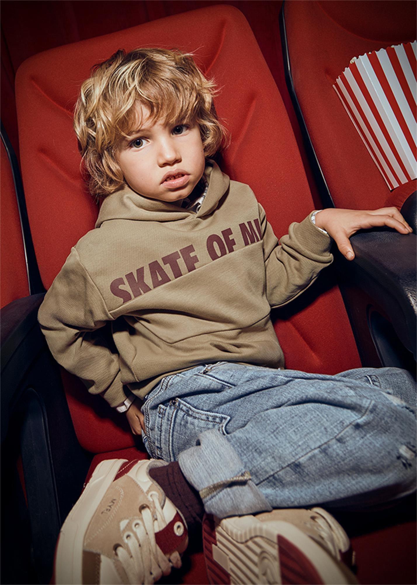 Mayoral Erkek Çocuk Baskılı Kapüşonlu Sweatshirt Bej 4409