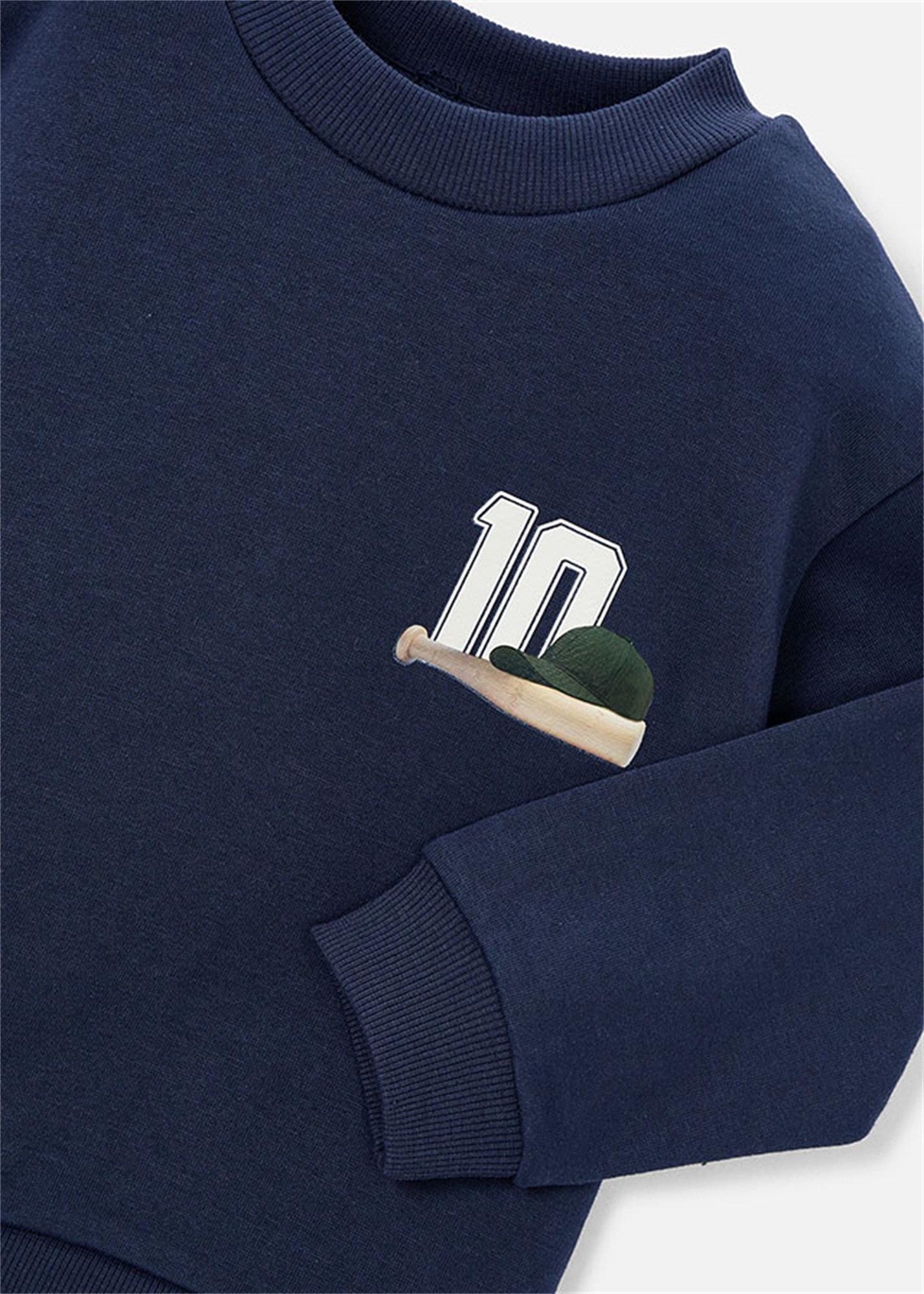 Mayoral Erkek Çocuk Baskılı Sweatshirt Lacivert 4401