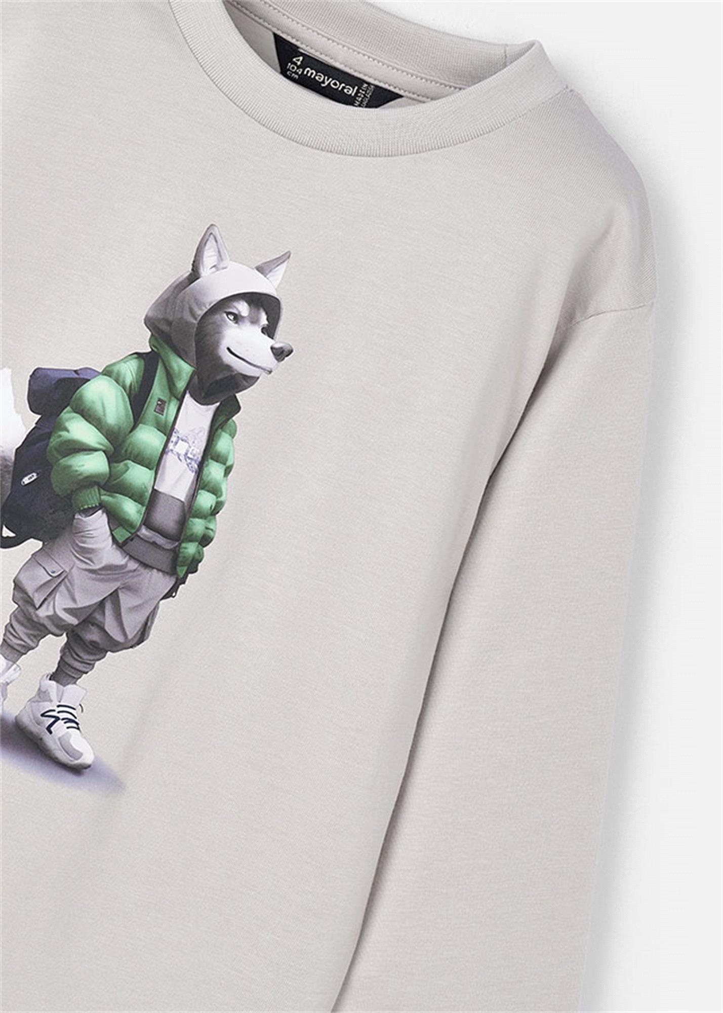 Mayoral Erkek Çocuk Baskılı Sweatshirt Gri 4083