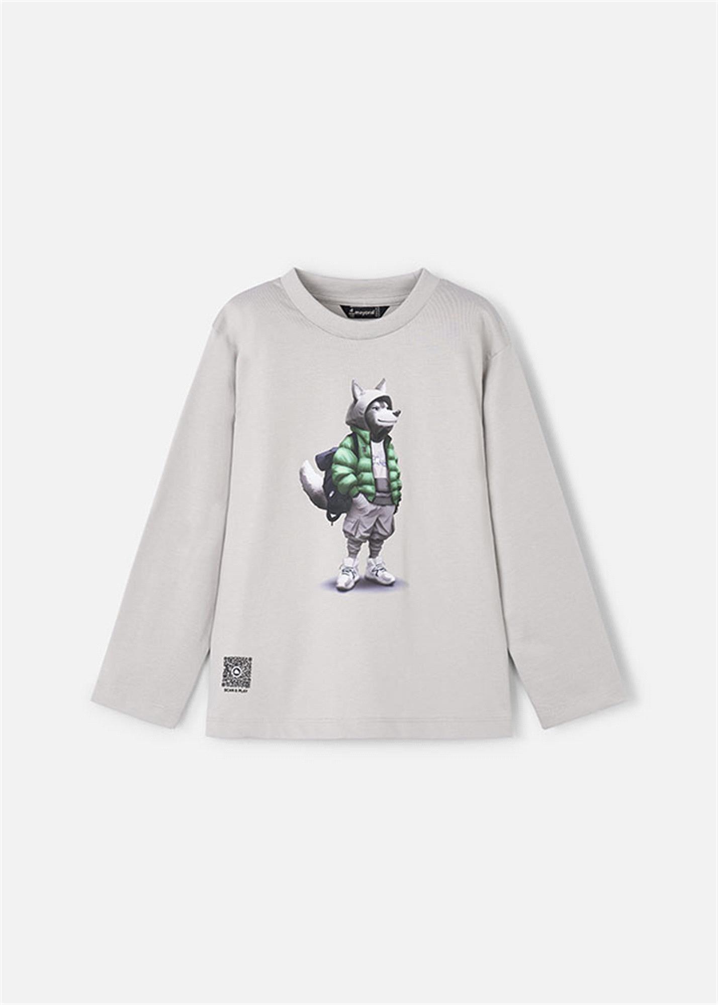 Mayoral Erkek Çocuk Baskılı Sweatshirt Gri 4083