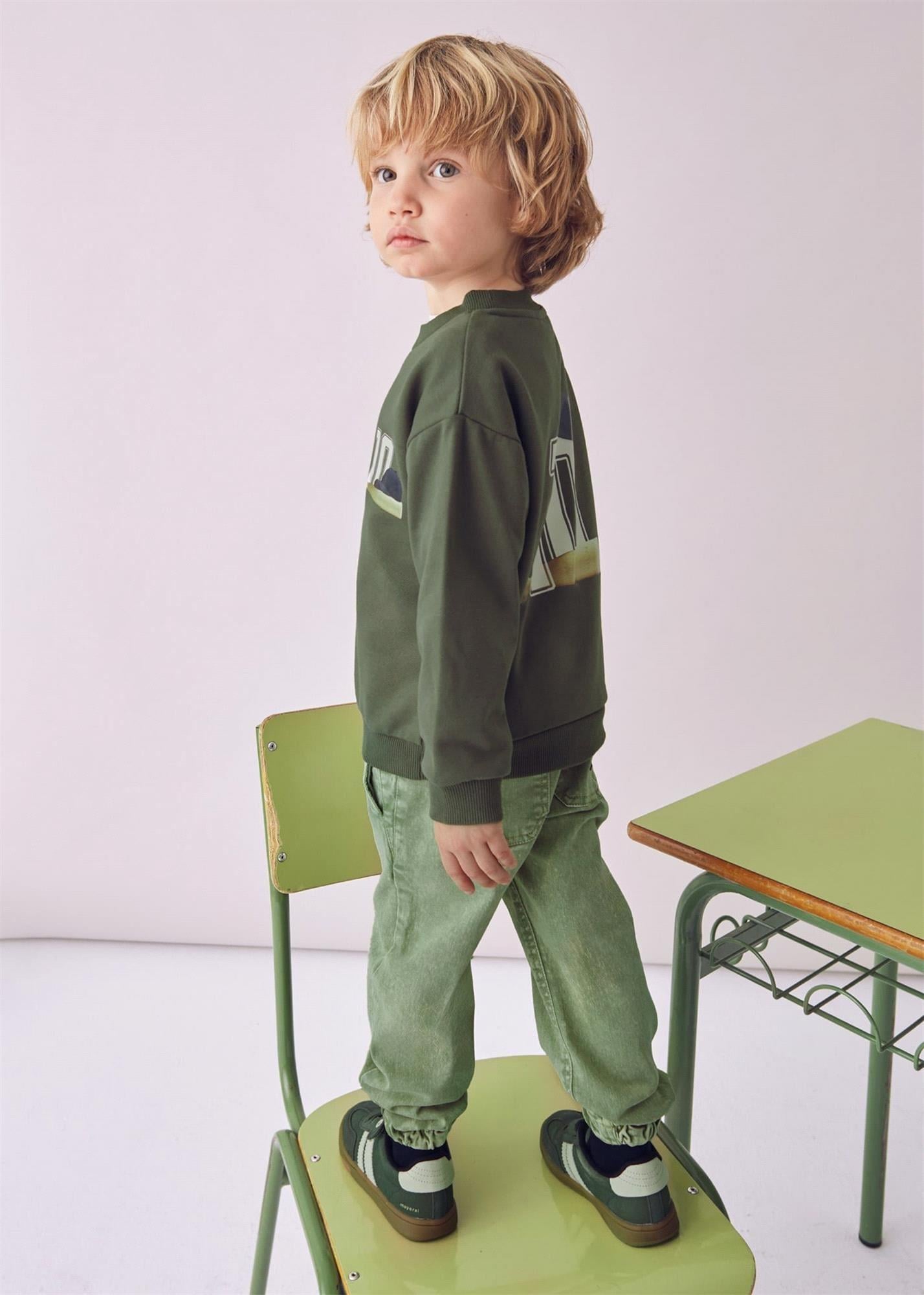 Mayoral Erkek Çocuk Baskılı Sweatshirt Yeşil 4401