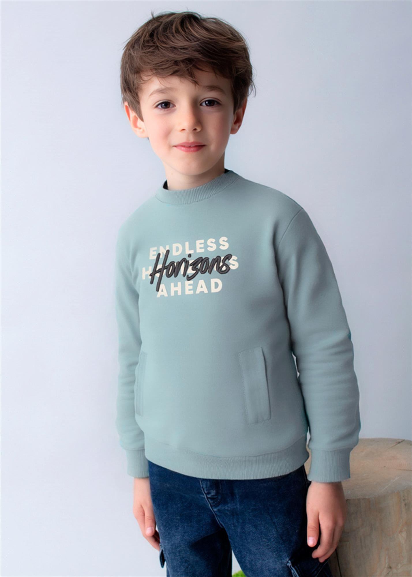 Mayoral Erkek Çocuk Baskılı Sweatshirt Mint 4408