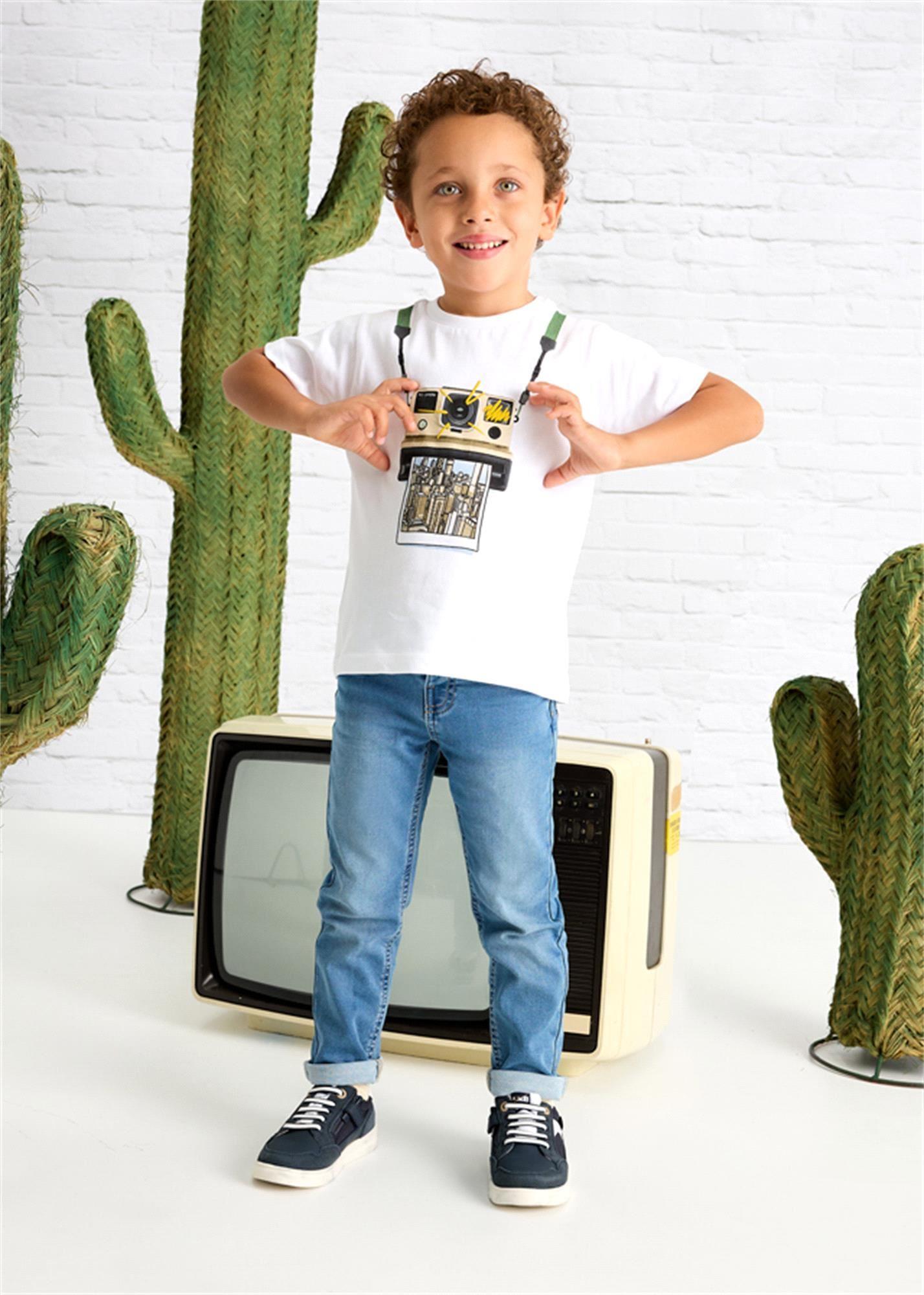 Mayoral Erkek Çocuk Baskılı Tişört Beyaz 3044