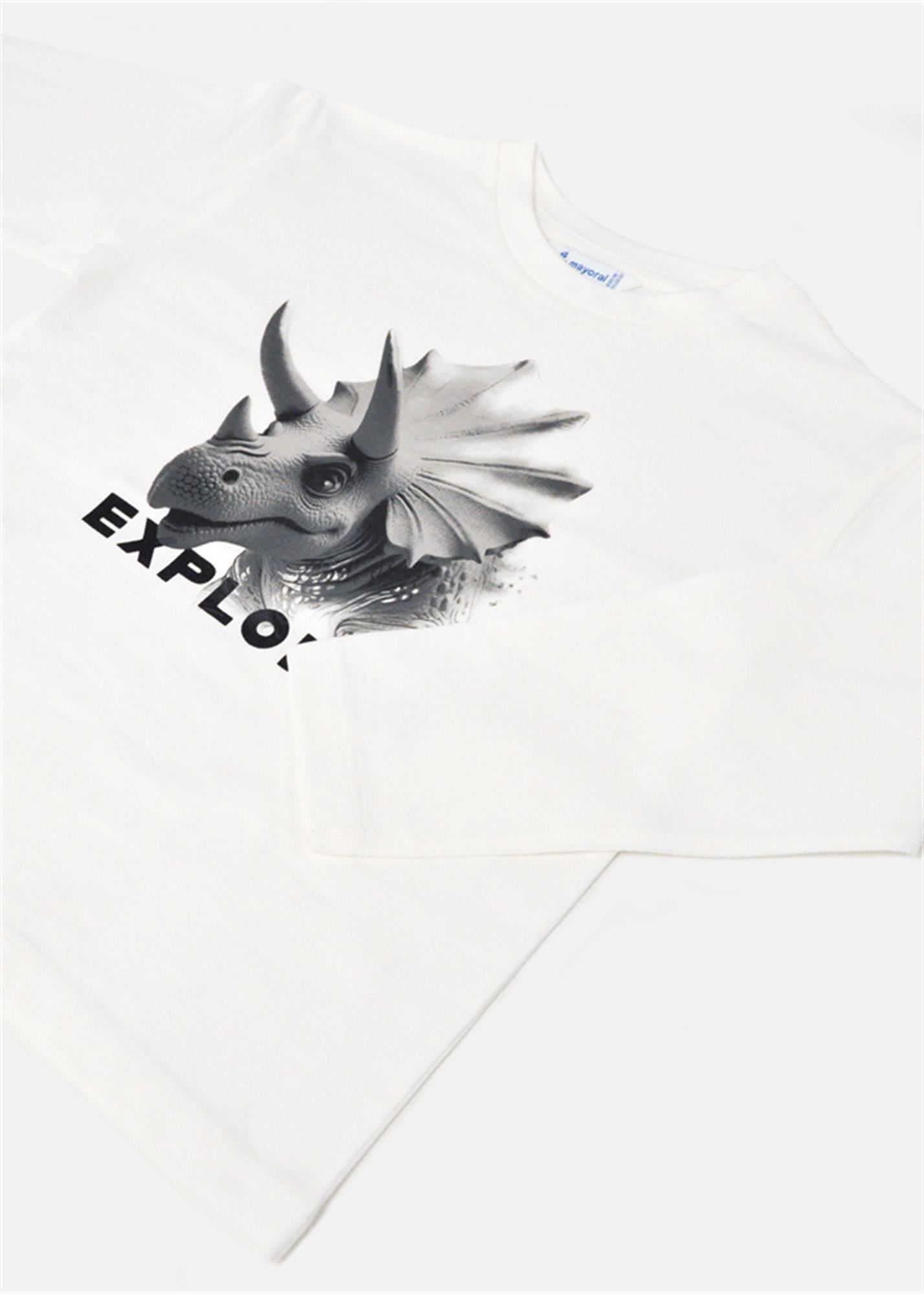 Mayoral Erkek Çocuk Baskılı Uzun Kollu Tişört Krem 4090