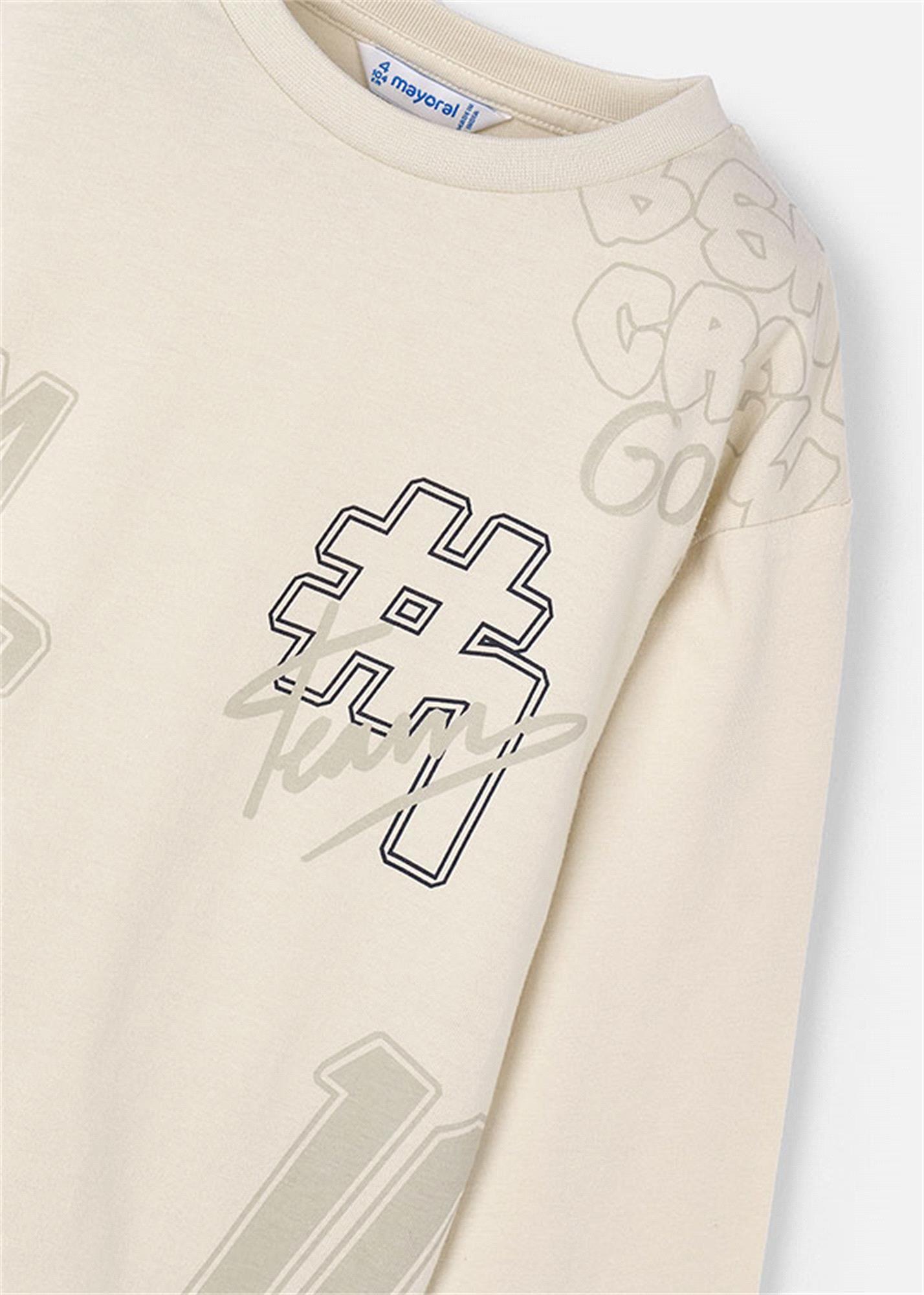 Mayoral Erkek Çocuk Baskılı Uzun Kollu Tişört Bej 4074