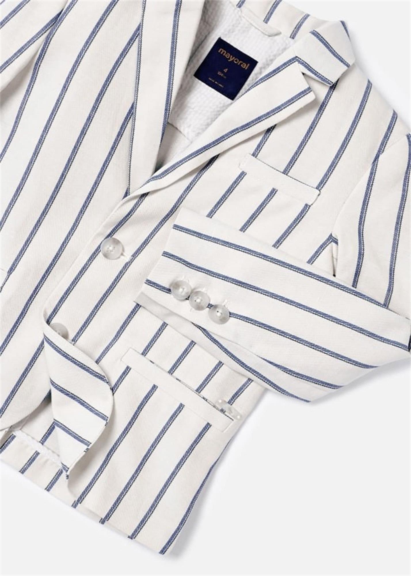 Mayoral Erkek Çocuk Çizgili Keten Blazer Ceket Taş 3485