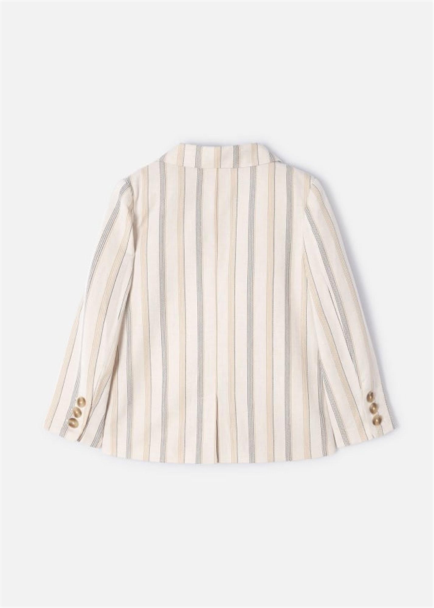 Mayoral Erkek Çocuk Çizgili Keten Blazer Ceket Bej 3485