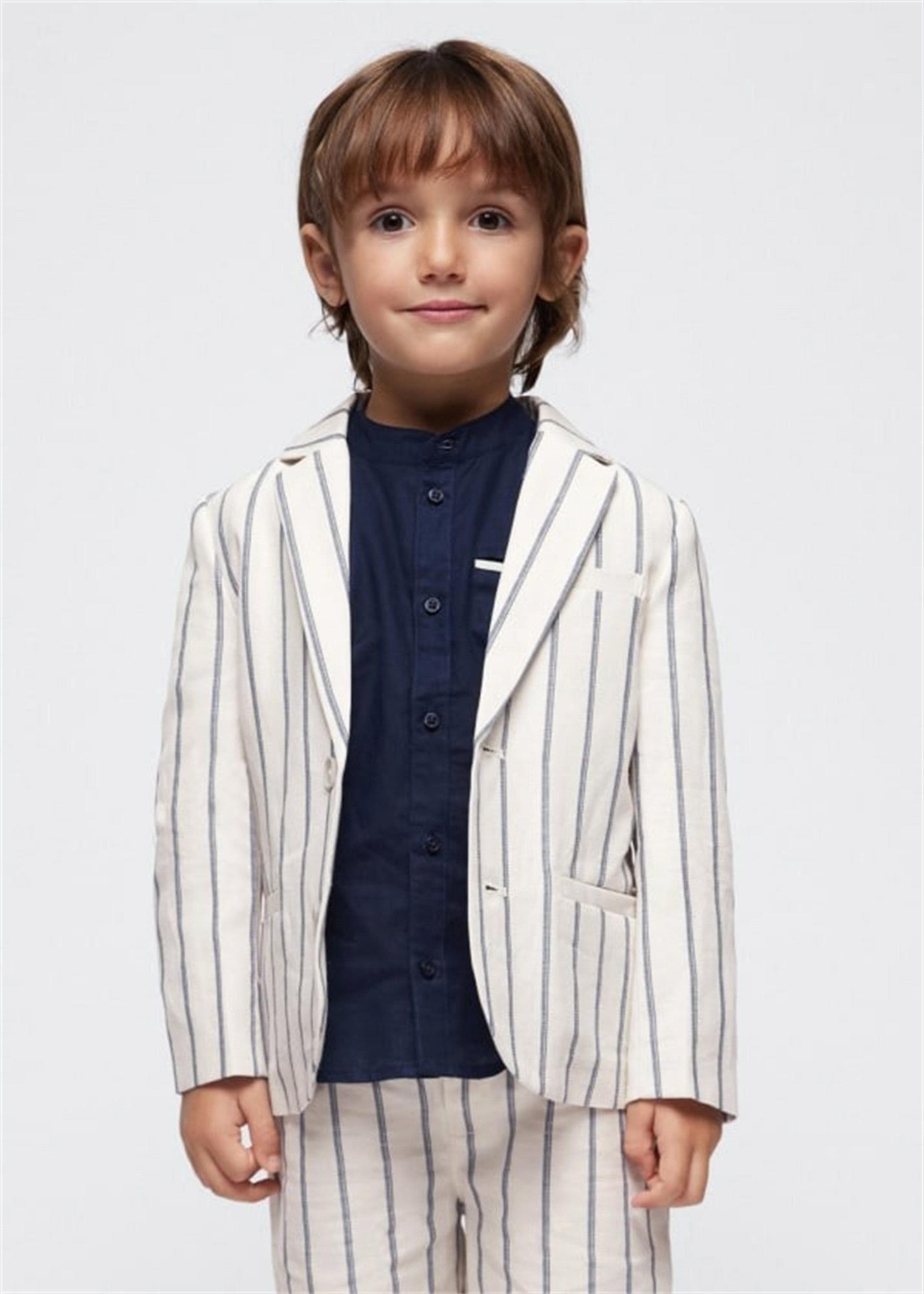Mayoral Erkek Çocuk Çizgili Keten Blazer Ceket Taş 3485