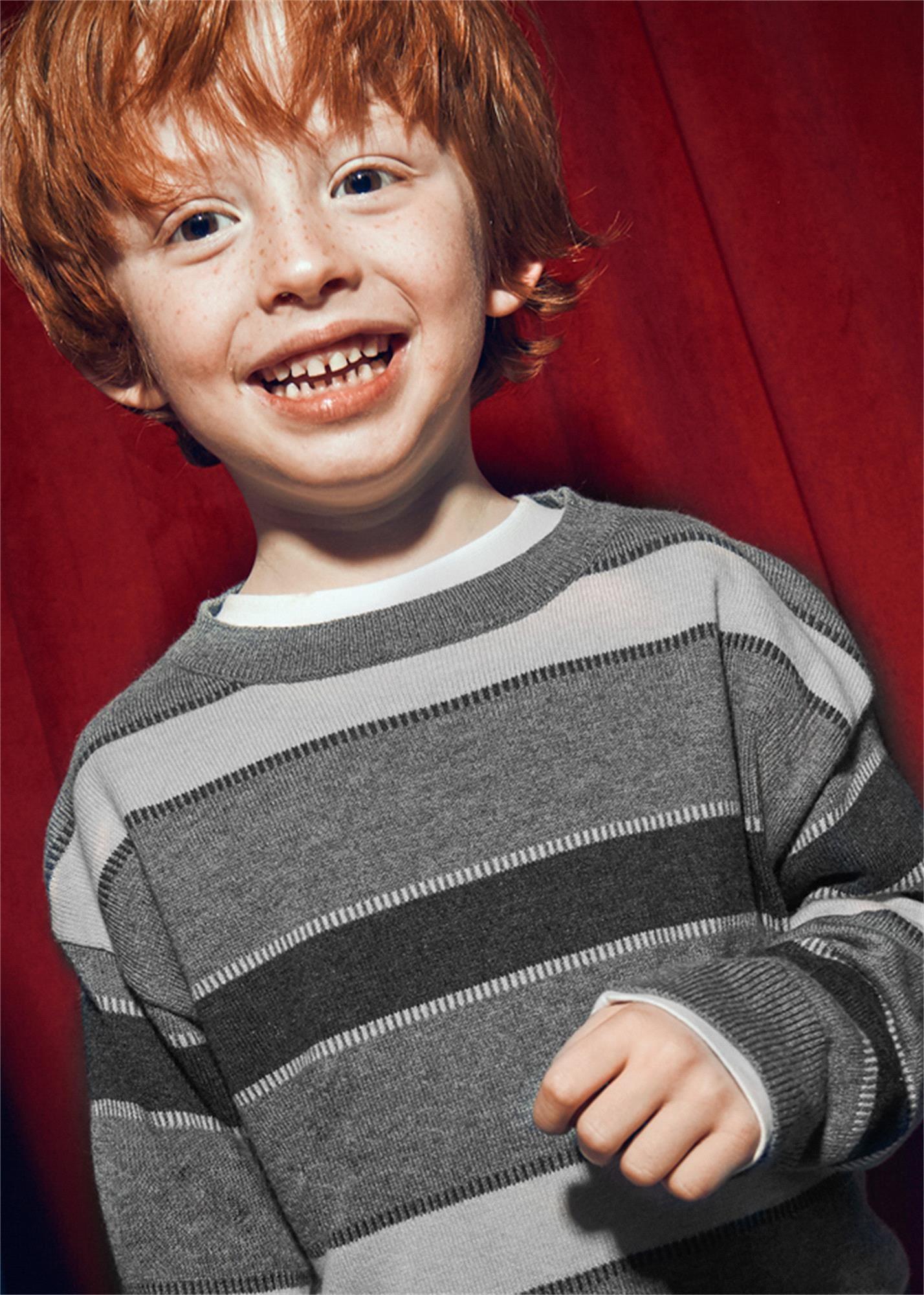 Mayoral Erkek Çocuk Çizgili Örme Kazak Gri 4374