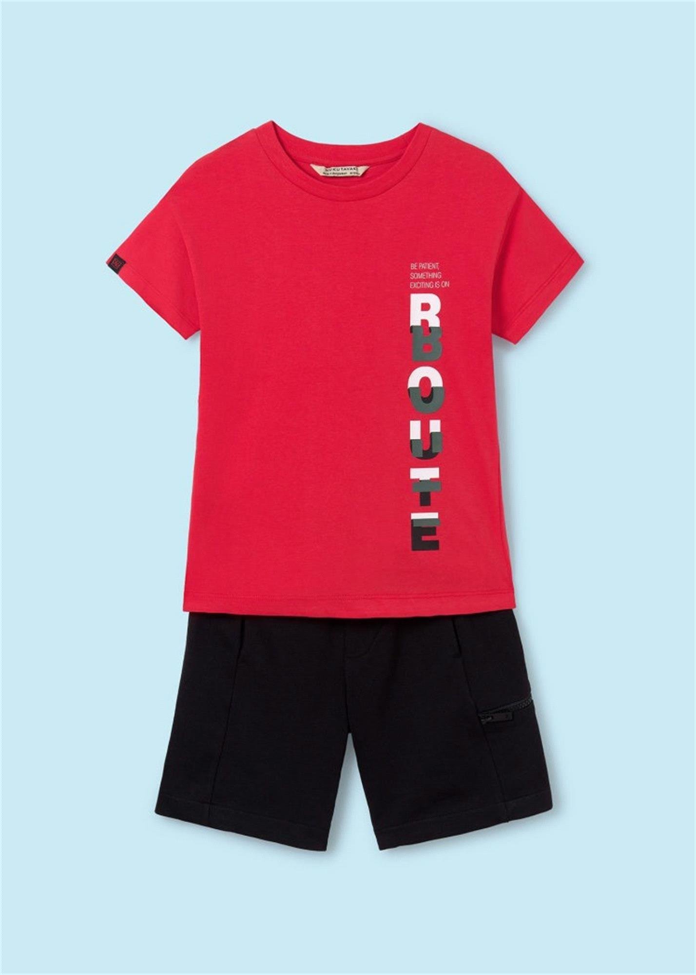 Mayoral Erkek Çocuk Tişört Şort Takım Kırmızı 6673