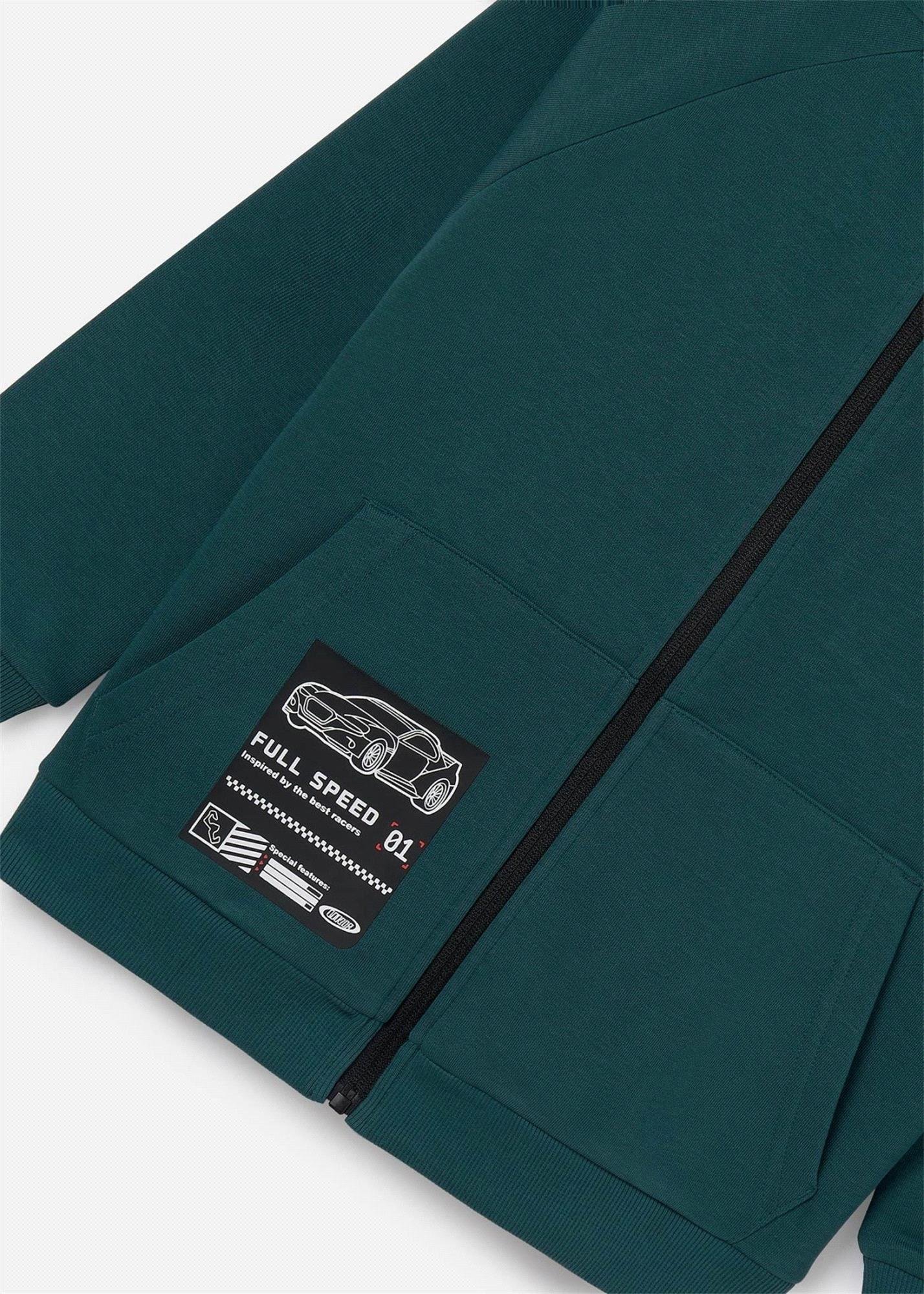 Mayoral Erkek Çocuk Yazılı Kapüşonlu Sweatshirt Yeşil 7464