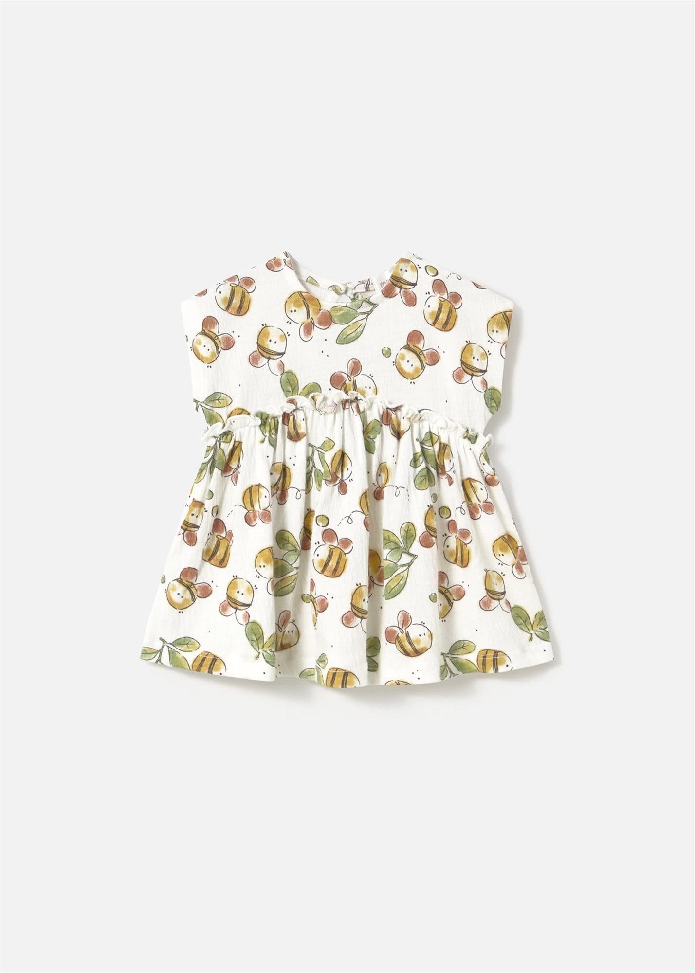 Mayoral Kız Bebek Baskılı Günlük Elbise Krem 1870