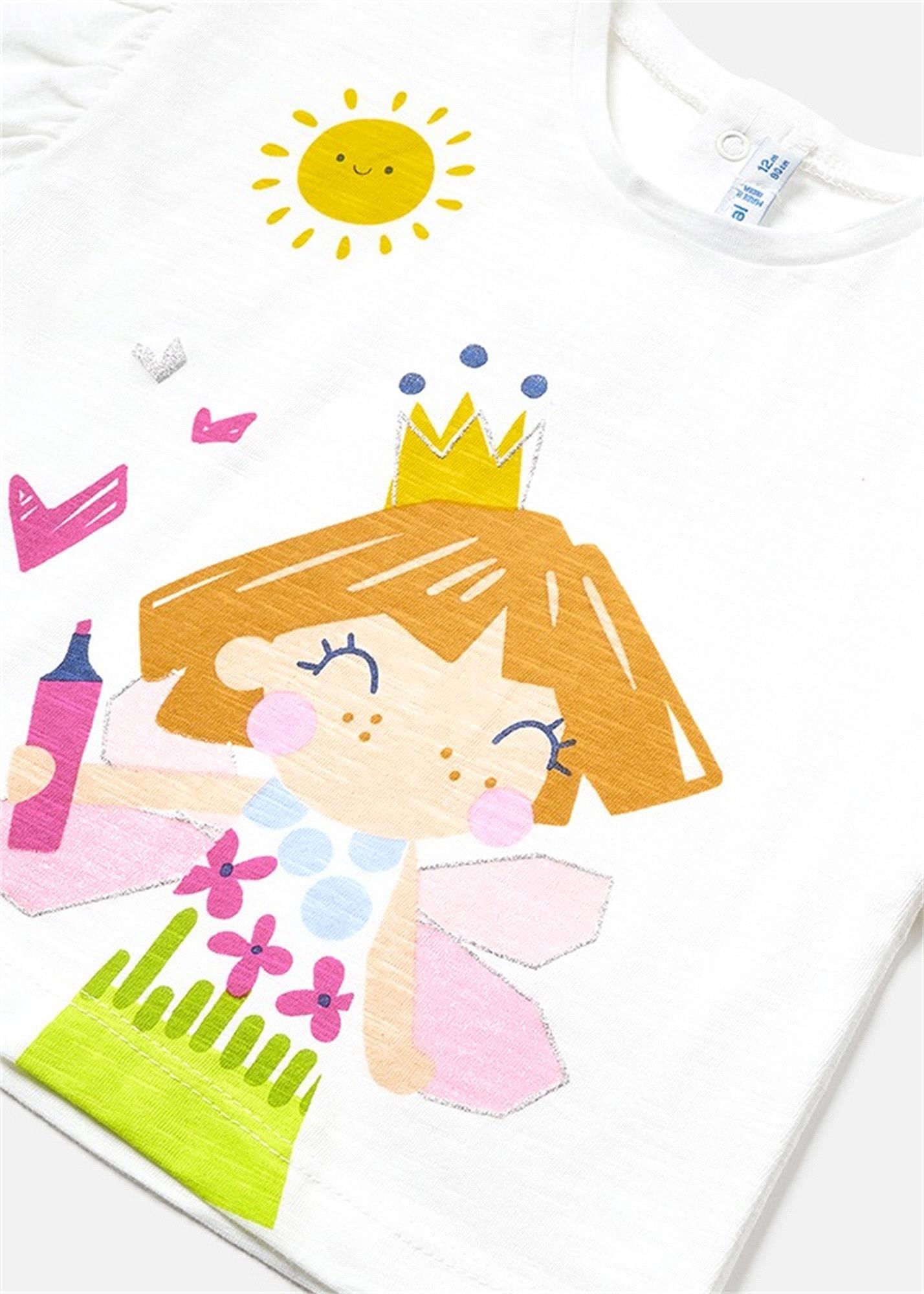 Mayoral Kız Bebek Baskılı T-shirt Beyaz 1010