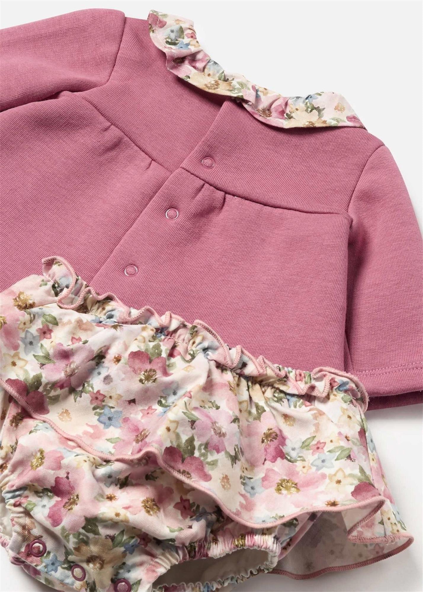 Mayoral Kız Bebek Çiçekli Etek Sweatshirt Takım Gül Kurusu 2246