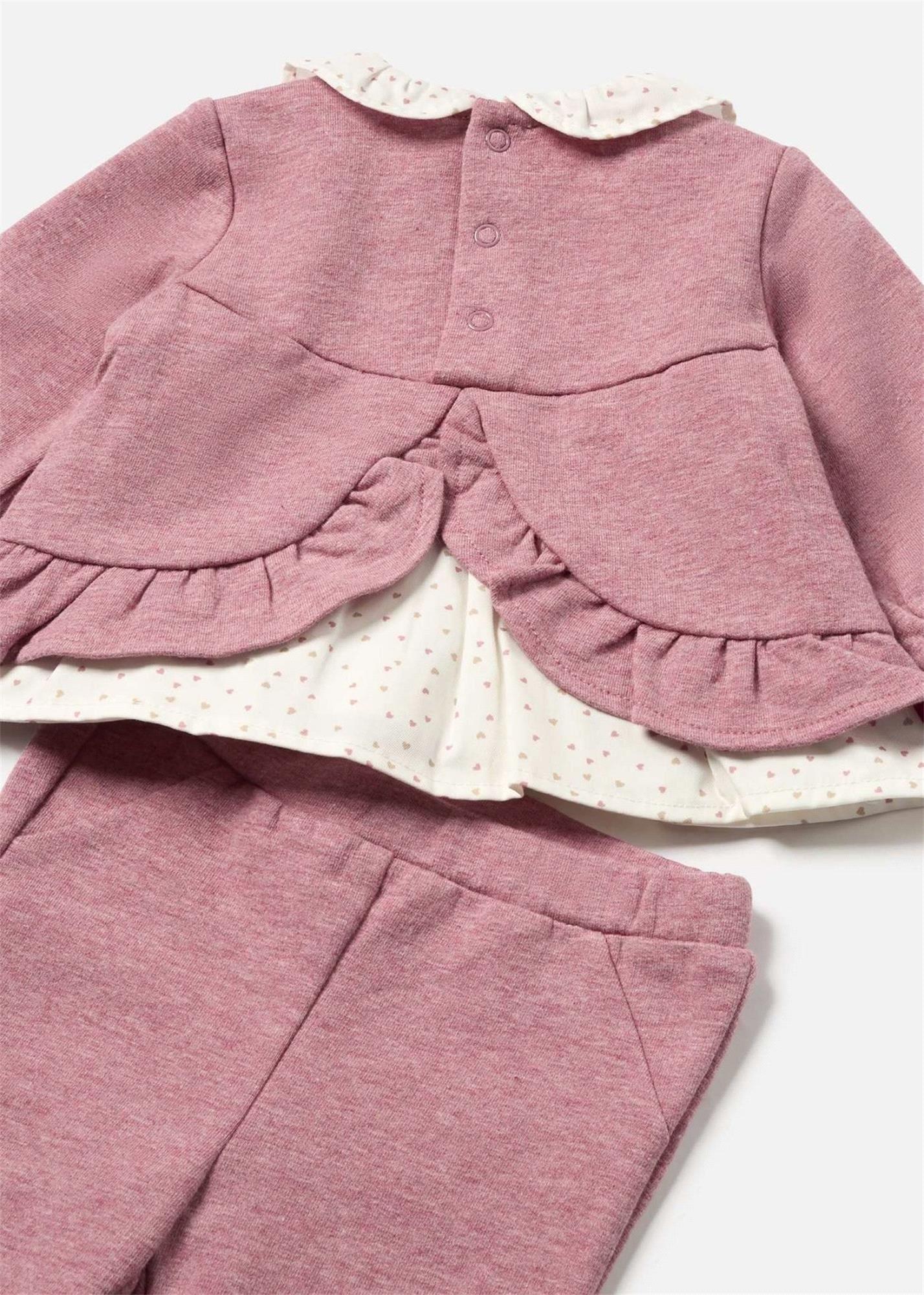 Mayoral Kız Bebek Fırfırlı Sweatshirt Pantolon Takım Gül Kurusu 2507