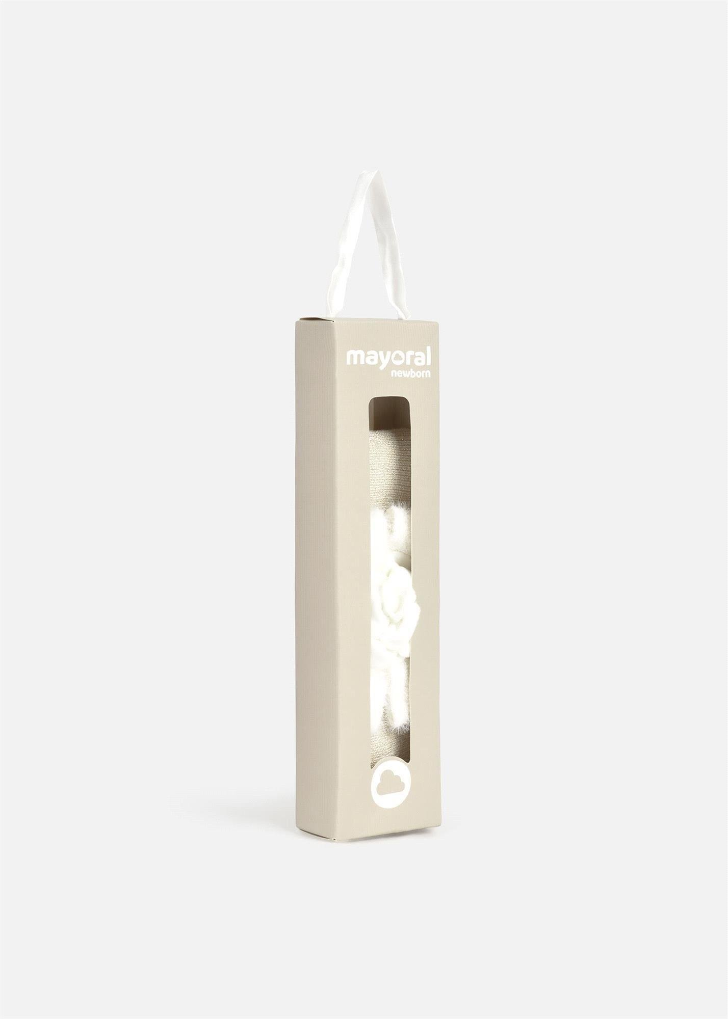 Mayoral Kız Bebek Gül Detaylı Simli Bandana Ekru 9939