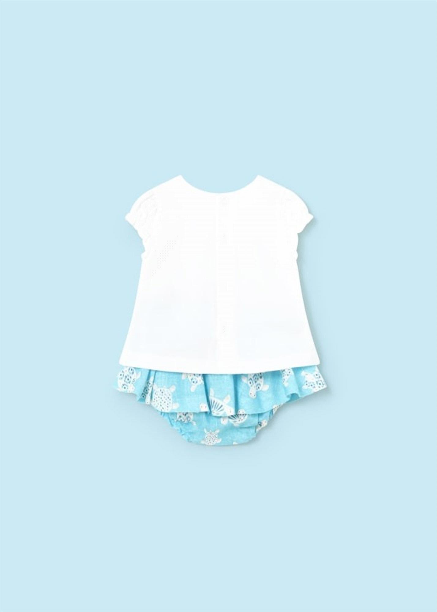 Mayoral Kız Bebek Kaplumbağa Baskılı Tişört Etek Takım Beyaz 1837