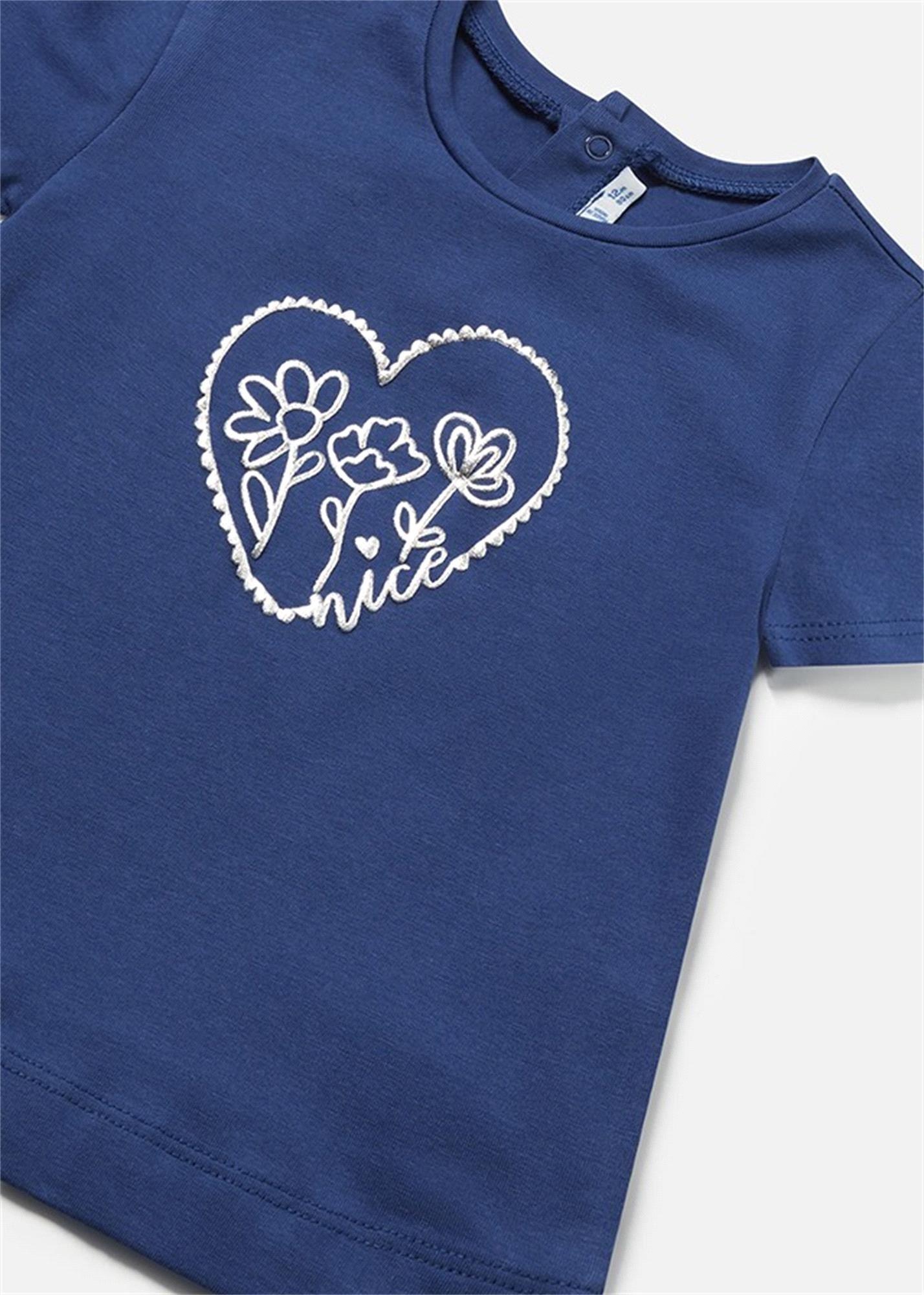 Mayoral Kız Bebek Metalik Baskılı Tişört Lacivert 105