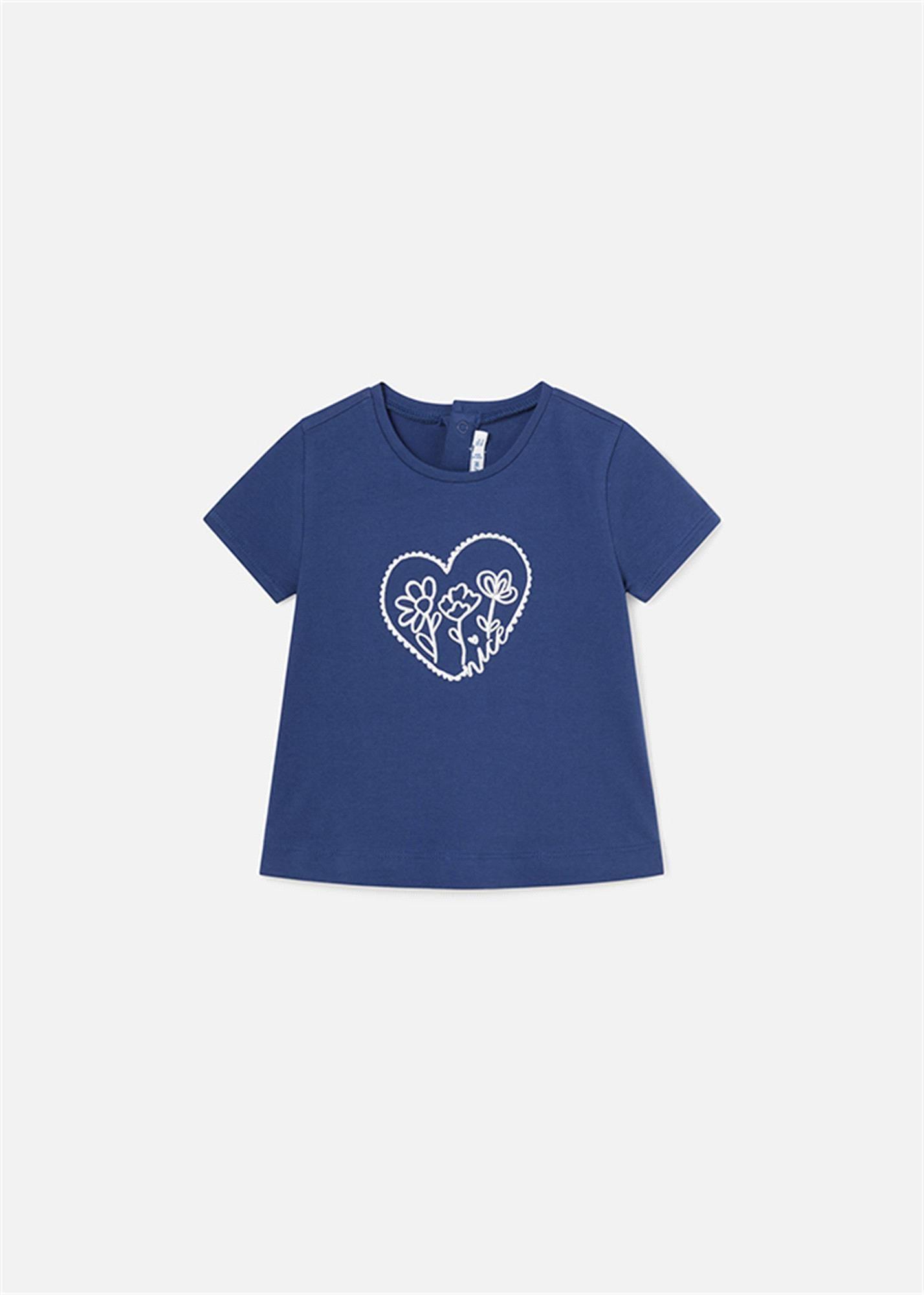Mayoral Kız Bebek Metalik Baskılı Tişört Lacivert 105