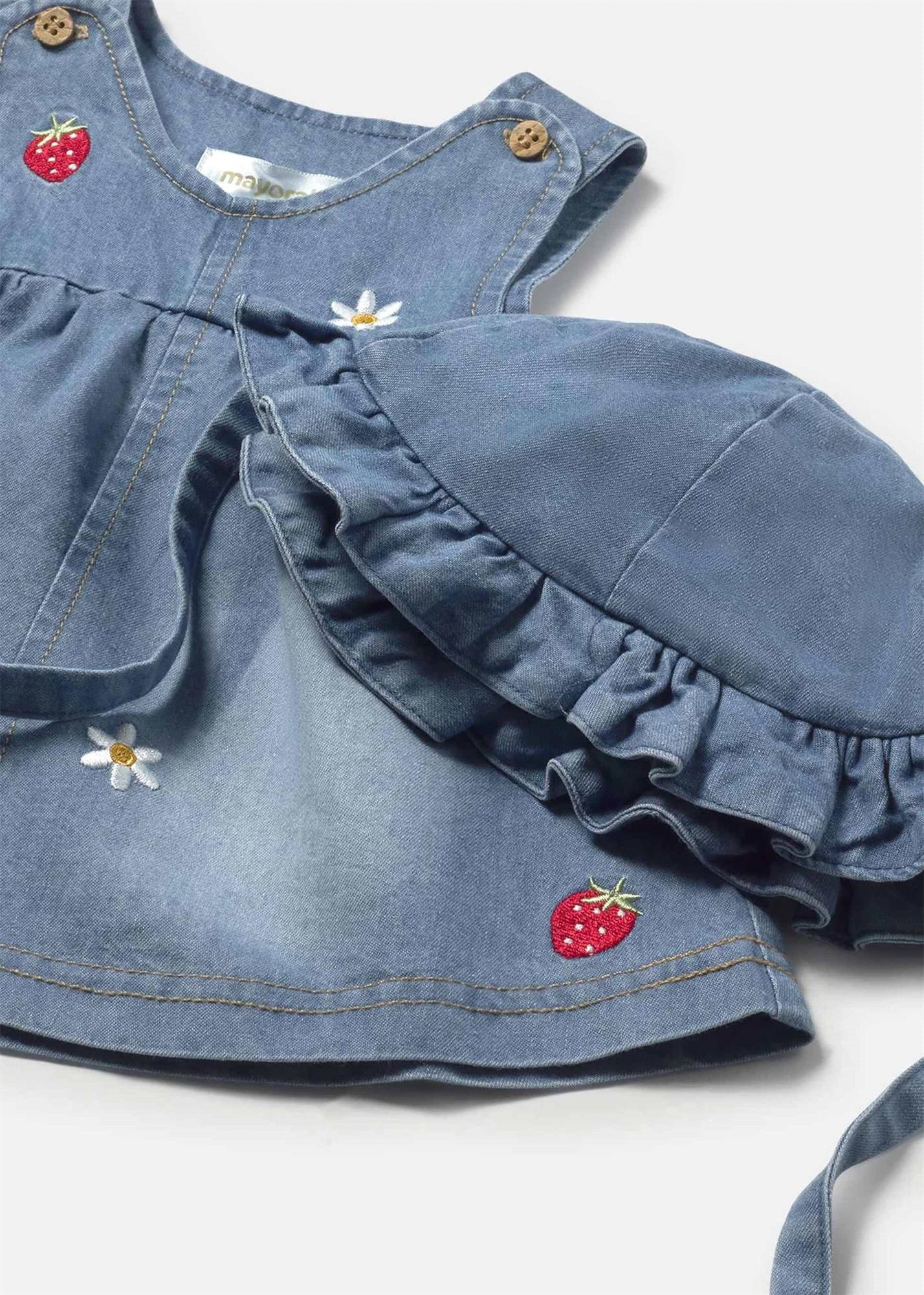 Mayoral Kız Bebek Şapkalı Denim Elbise Mavi 1816