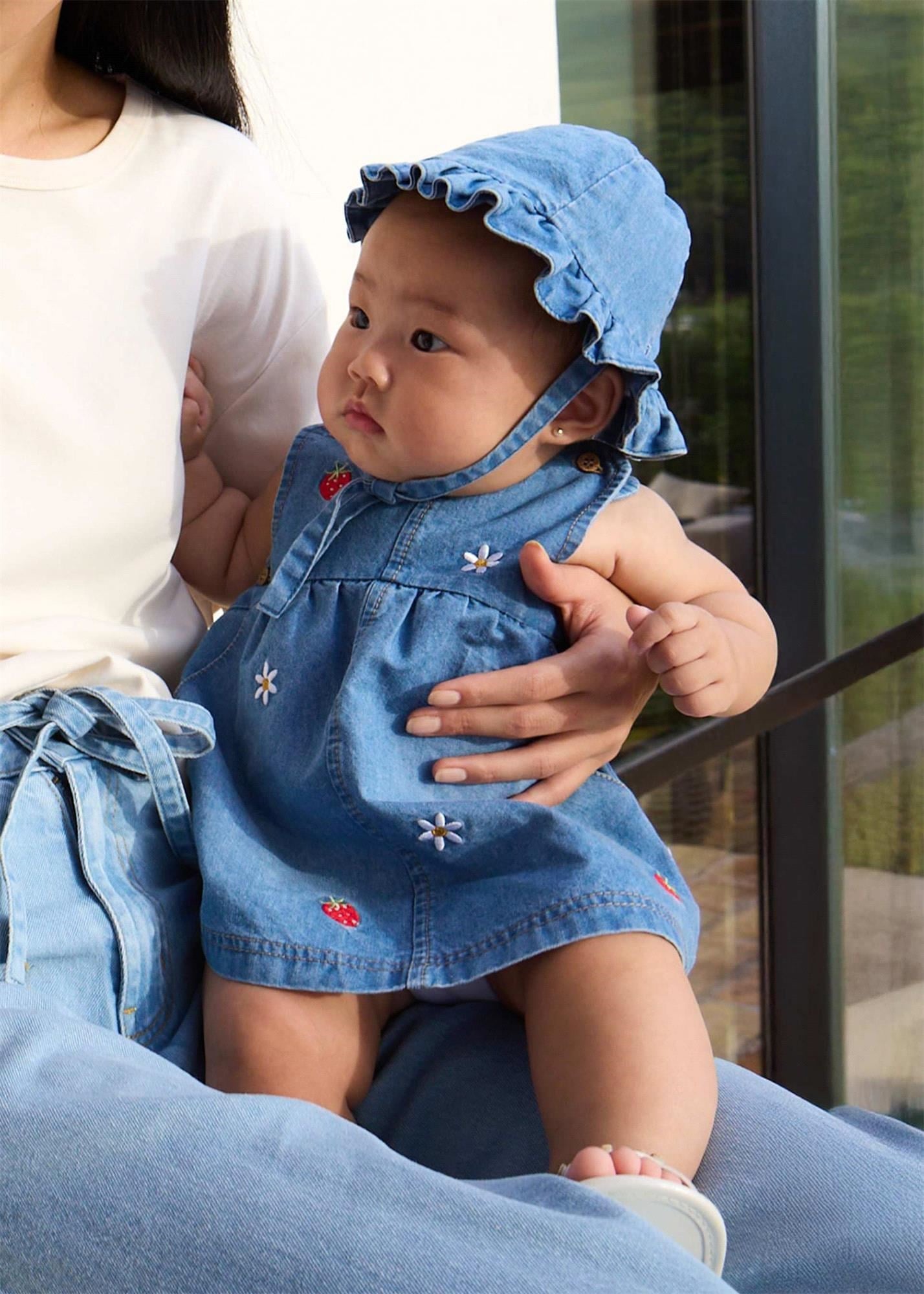 Mayoral Kız Bebek Şapkalı Denim Elbise Mavi 1816