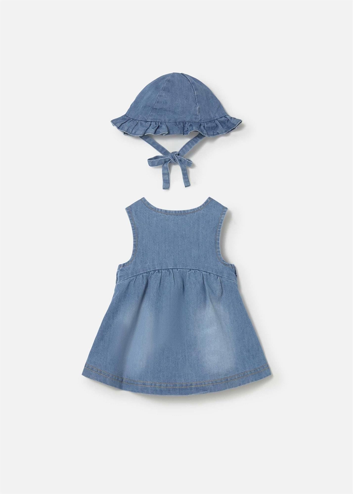Mayoral Kız Bebek Şapkalı Denim Elbise Mavi 1816