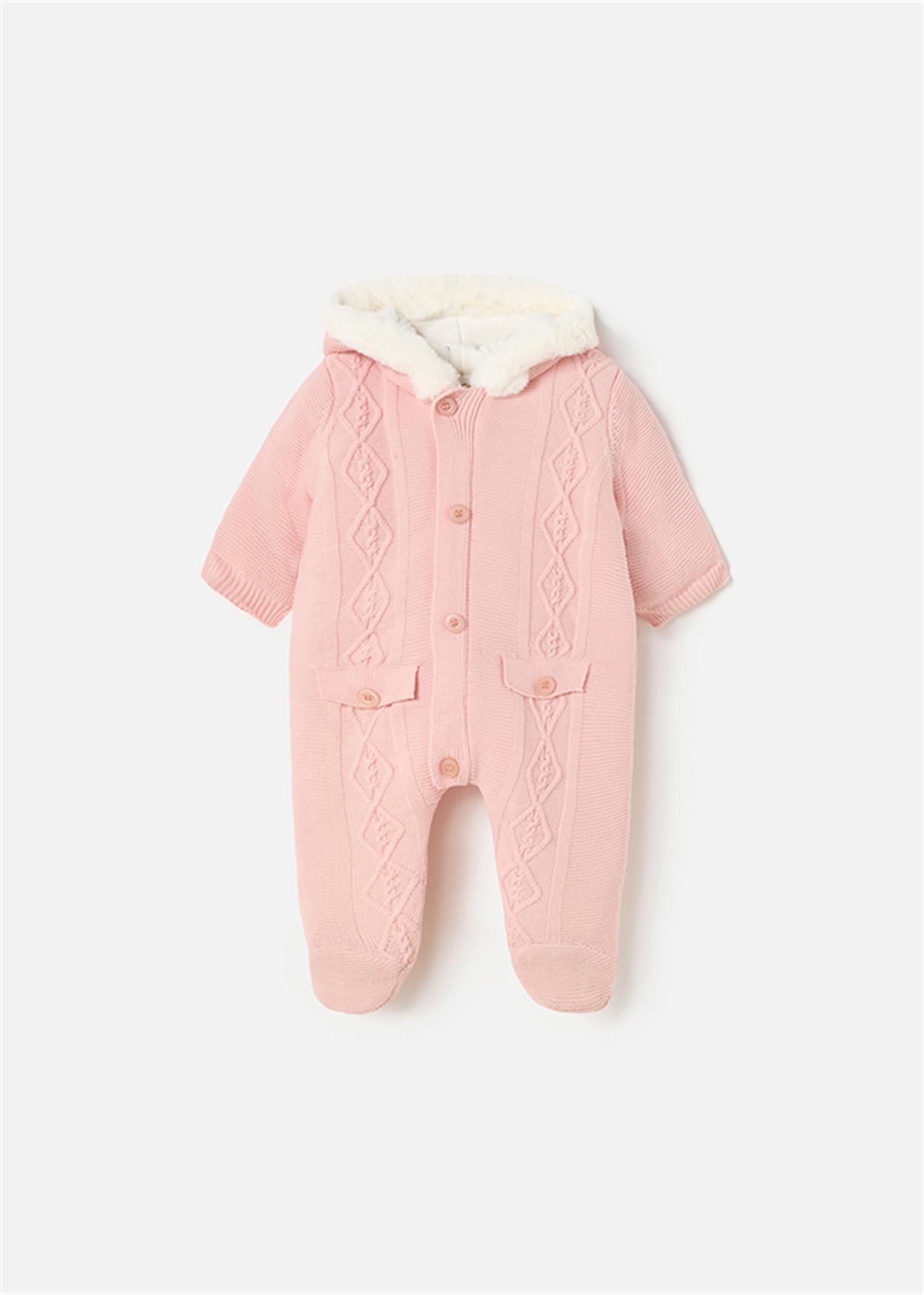 Mayoral Kız Bebek Triko Kapüşonlu Tulum Pembe 2623