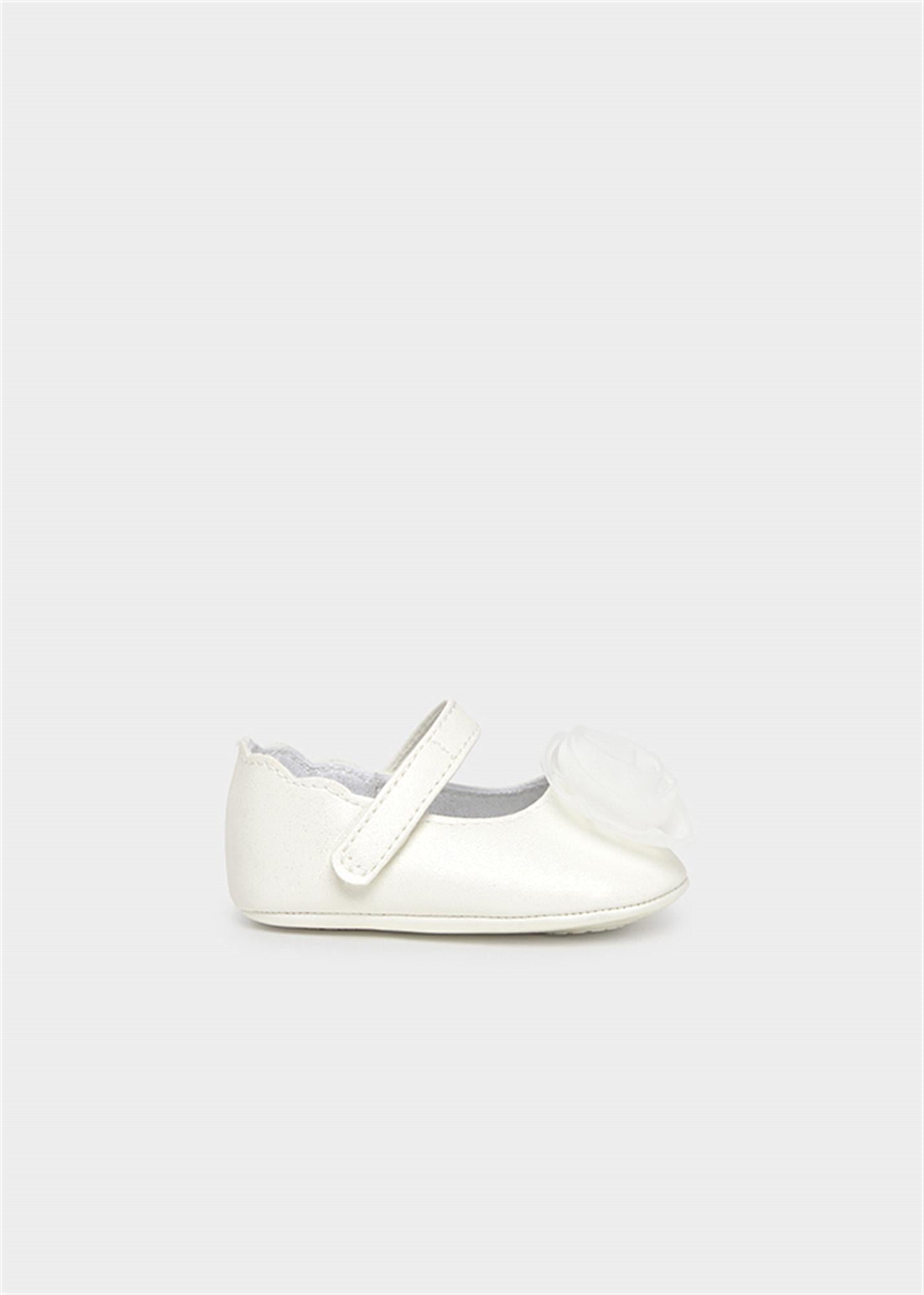 Mayoral Kız Bebek Yenidoğan Çiçekli Babet Ayakkabı Krem 9960