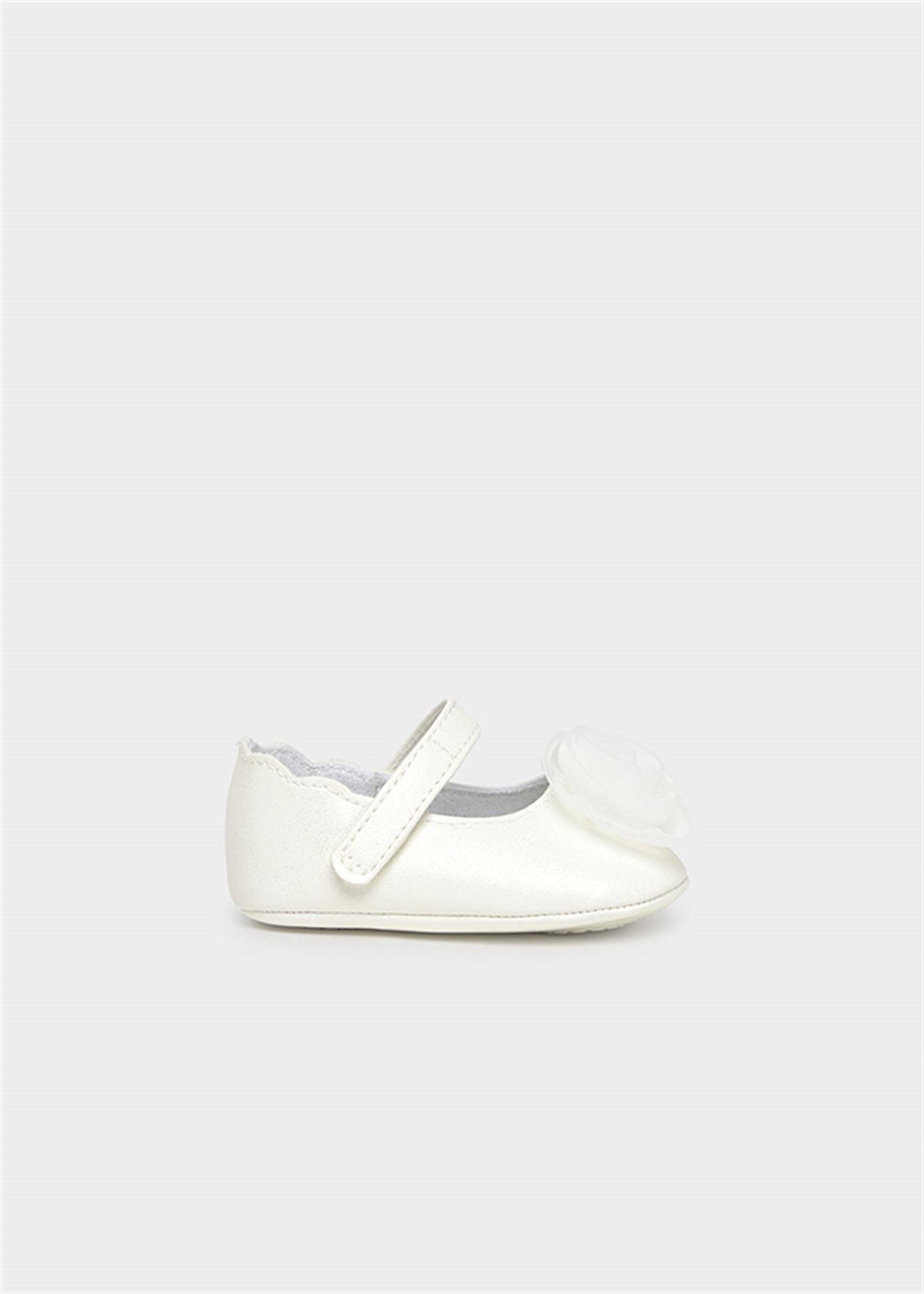 Mayoral Kız Bebek Yenidoğan Çiçekli Babet Ayakkabı Krem 9960