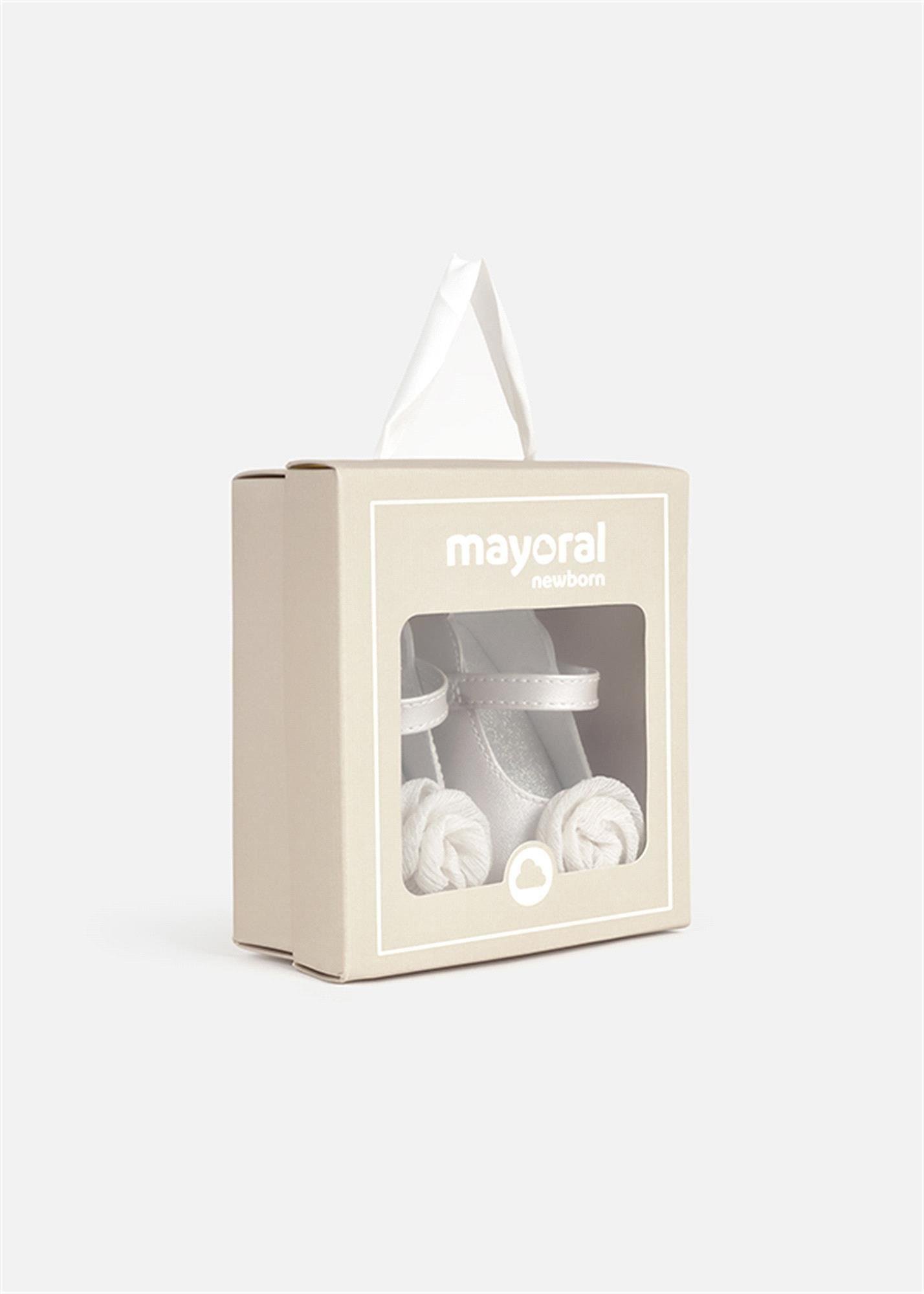 Mayoral Kız Bebek Yenidoğan Çiçekli Babet Ayakkabı Gri 9960