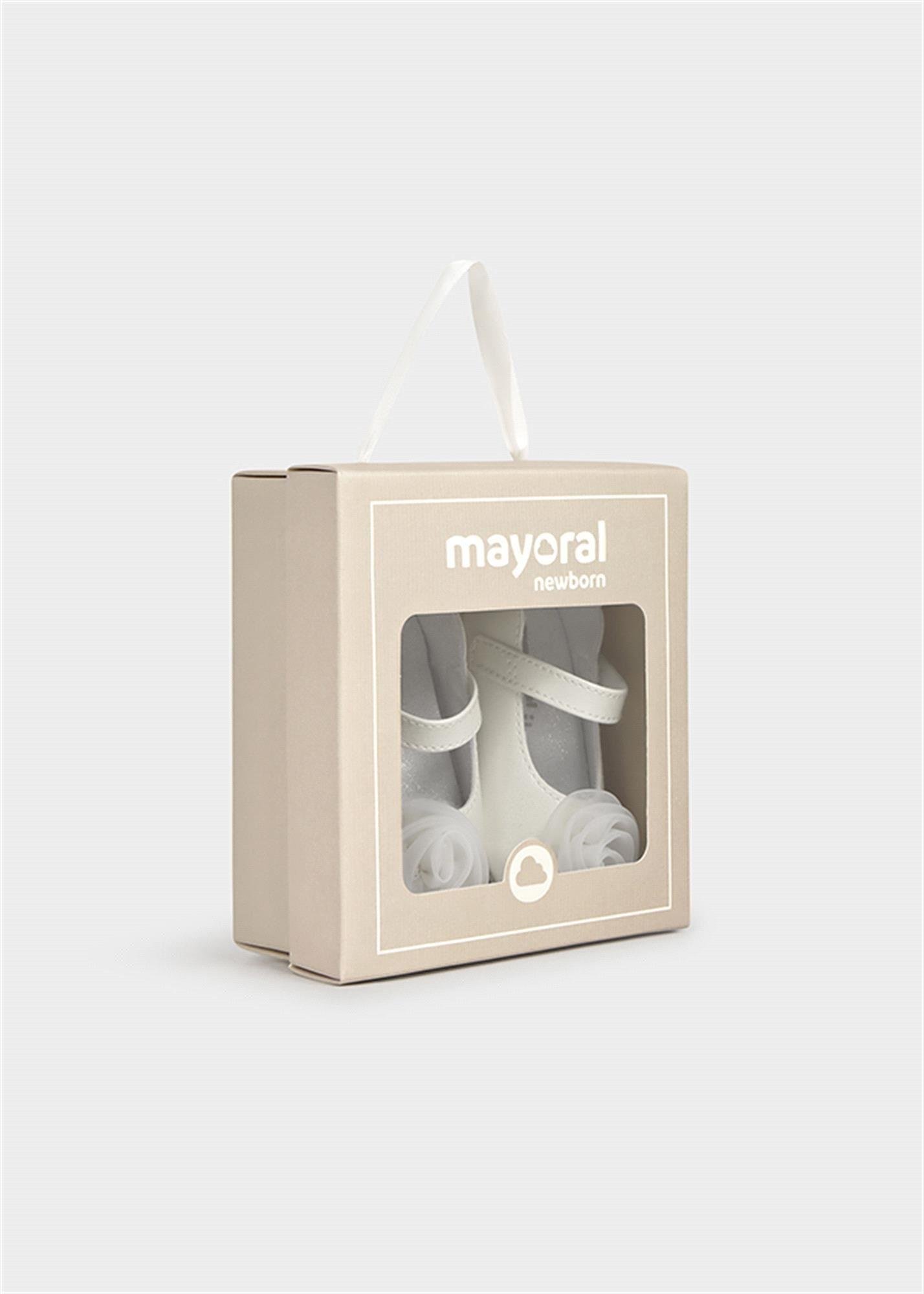 Mayoral Kız Bebek Yenidoğan Çiçekli Babet Ayakkabı Krem 9960