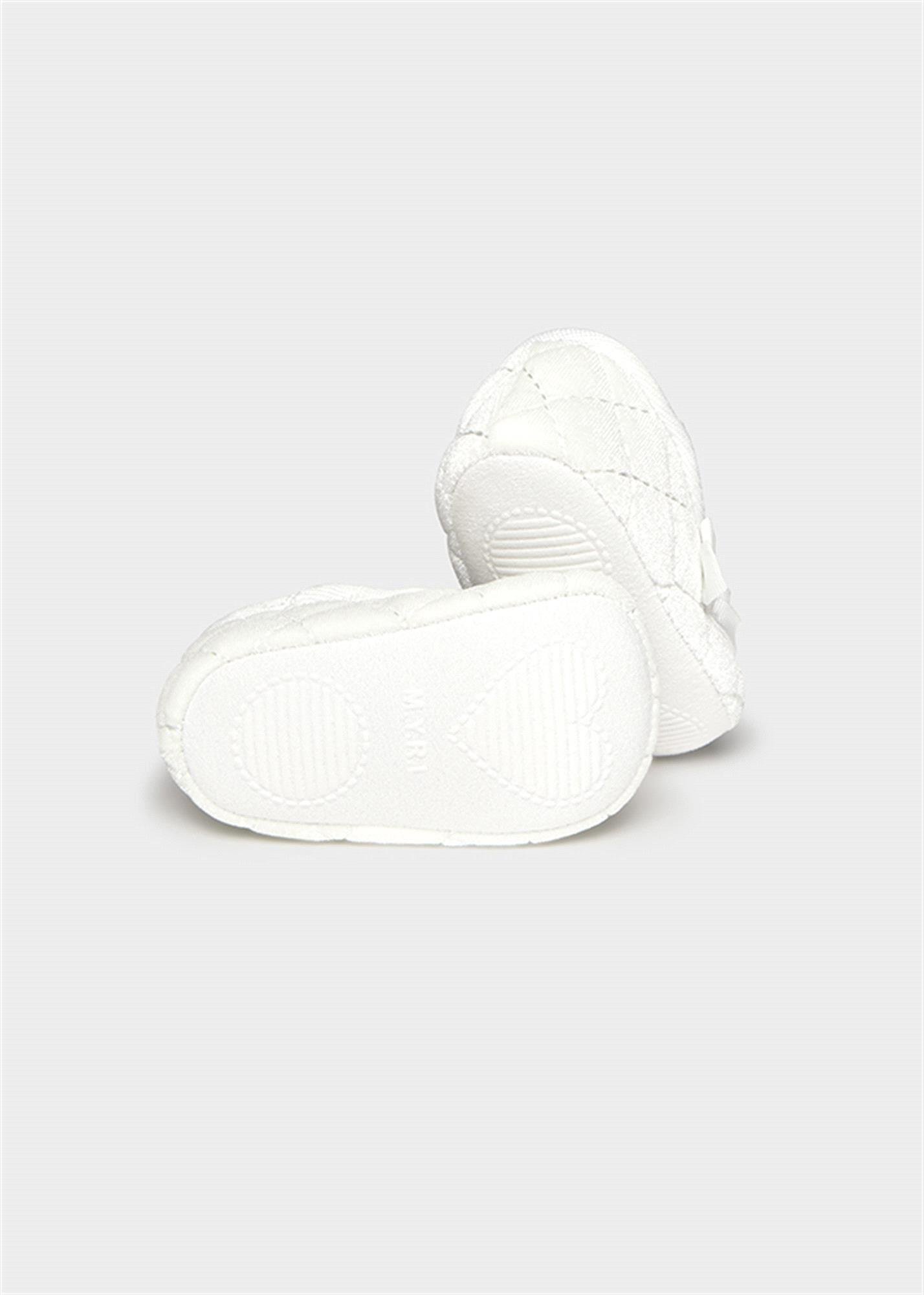 Mayoral Kız Bebek Yenidoğan Kadife Babet Ayakkabı Patik Beyaz 9964