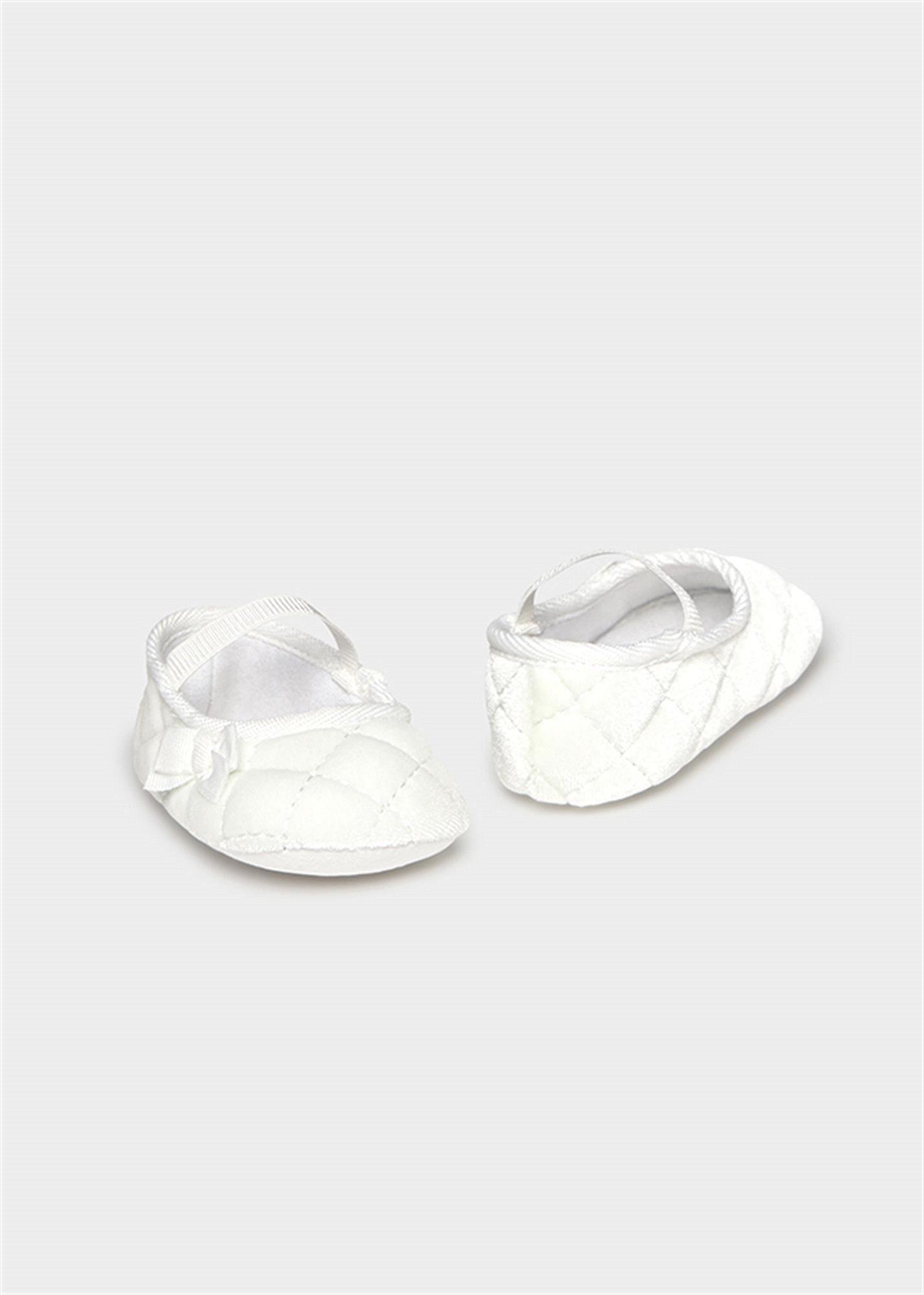 Mayoral Kız Bebek Yenidoğan Kadife Babet Ayakkabı Patik Beyaz 9964