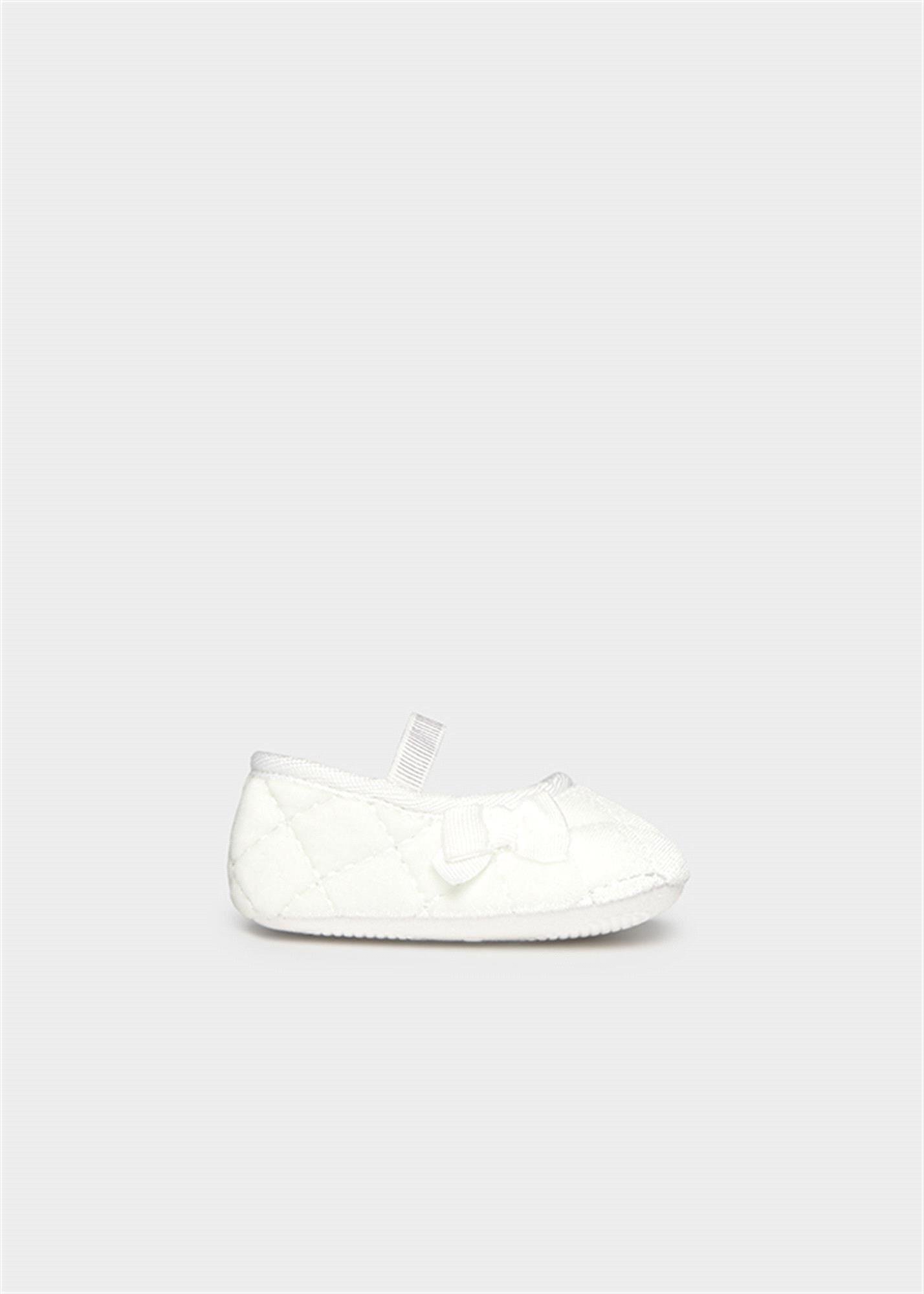 Mayoral Kız Bebek Yenidoğan Kadife Babet Ayakkabı Patik Beyaz 9964
