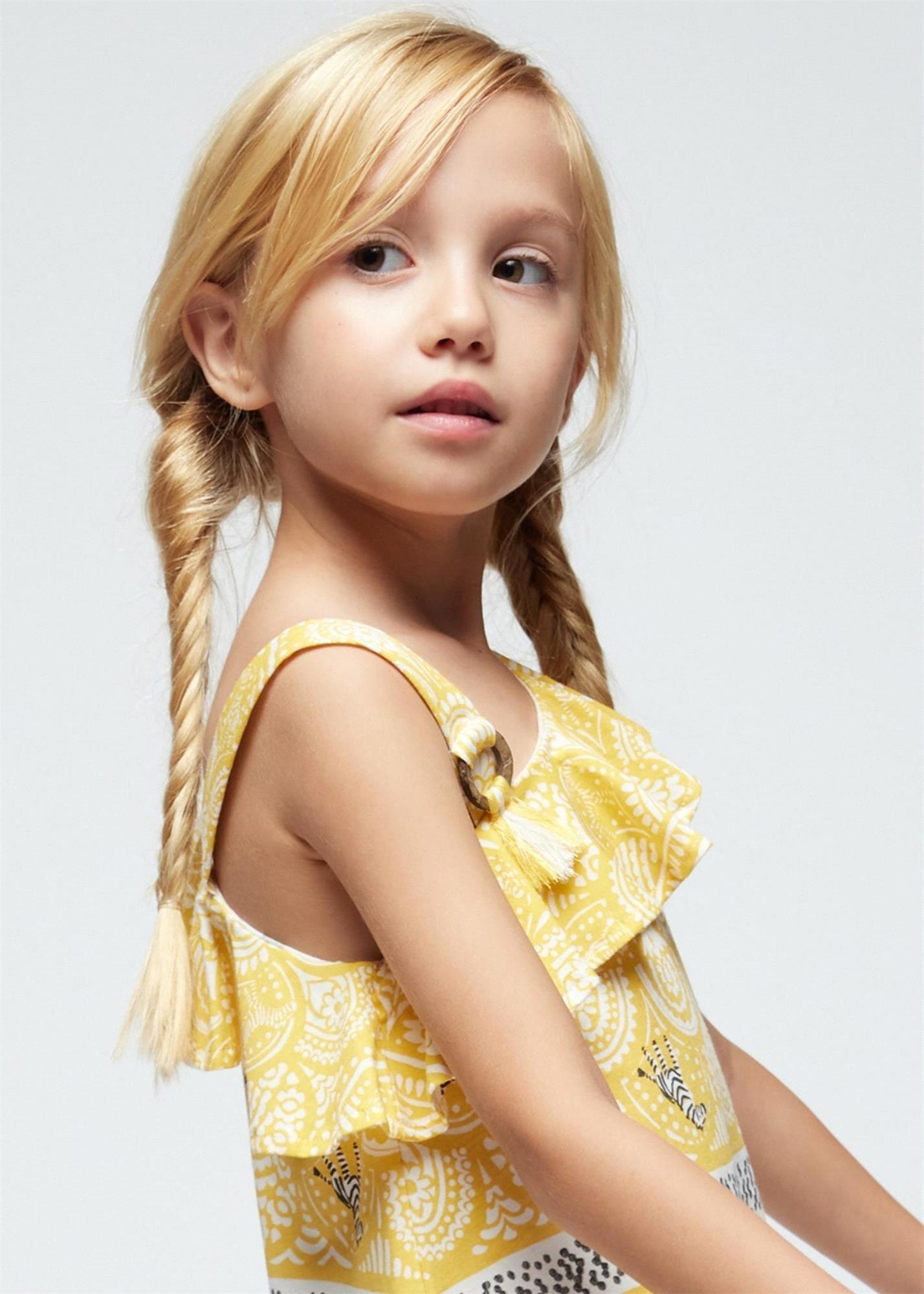 Mayoral Kız Çocuk Asimetrik Elbise Sarı 3951