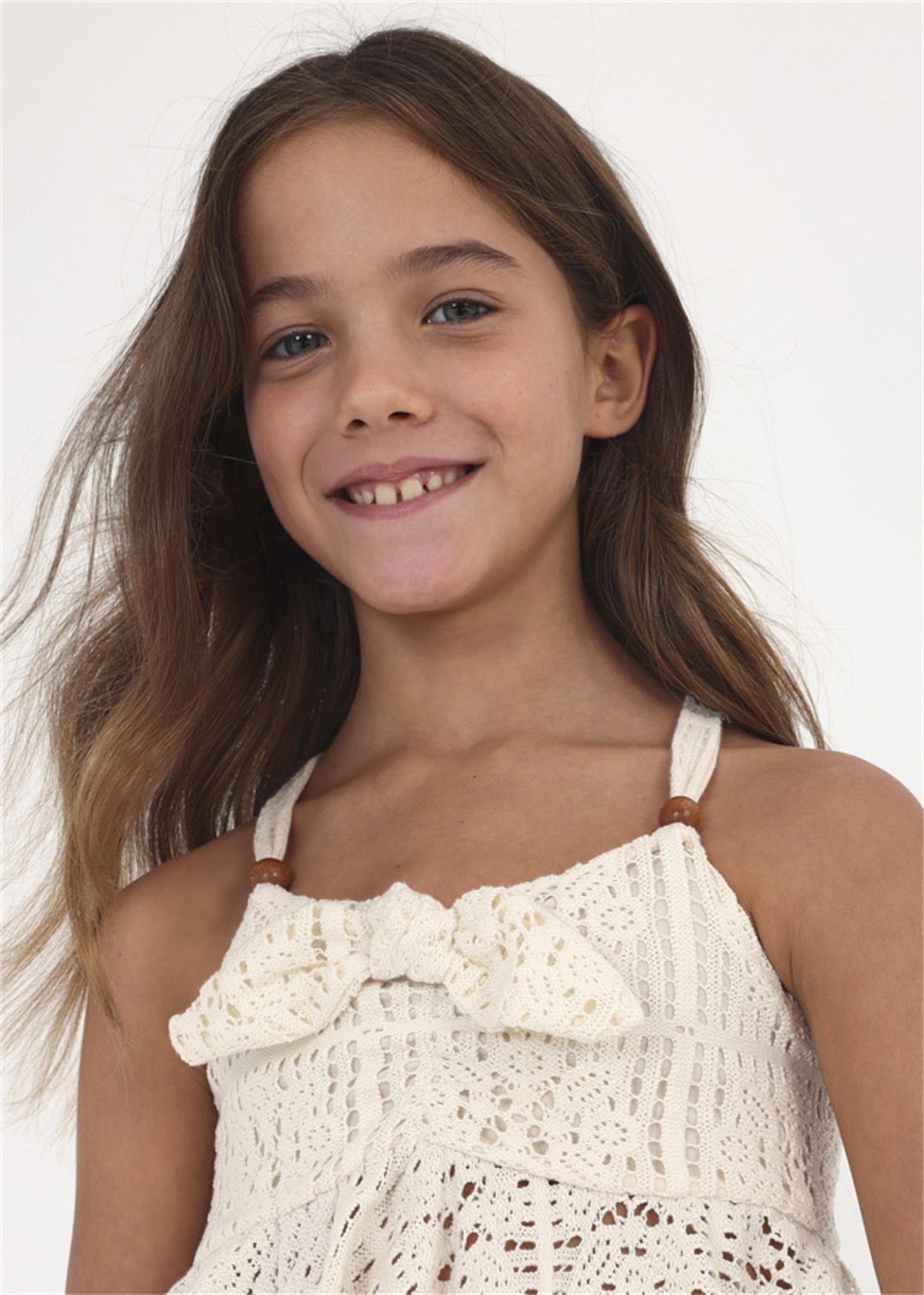 Mayoral Kız Çocuk Askılı Bluz Bej 6088