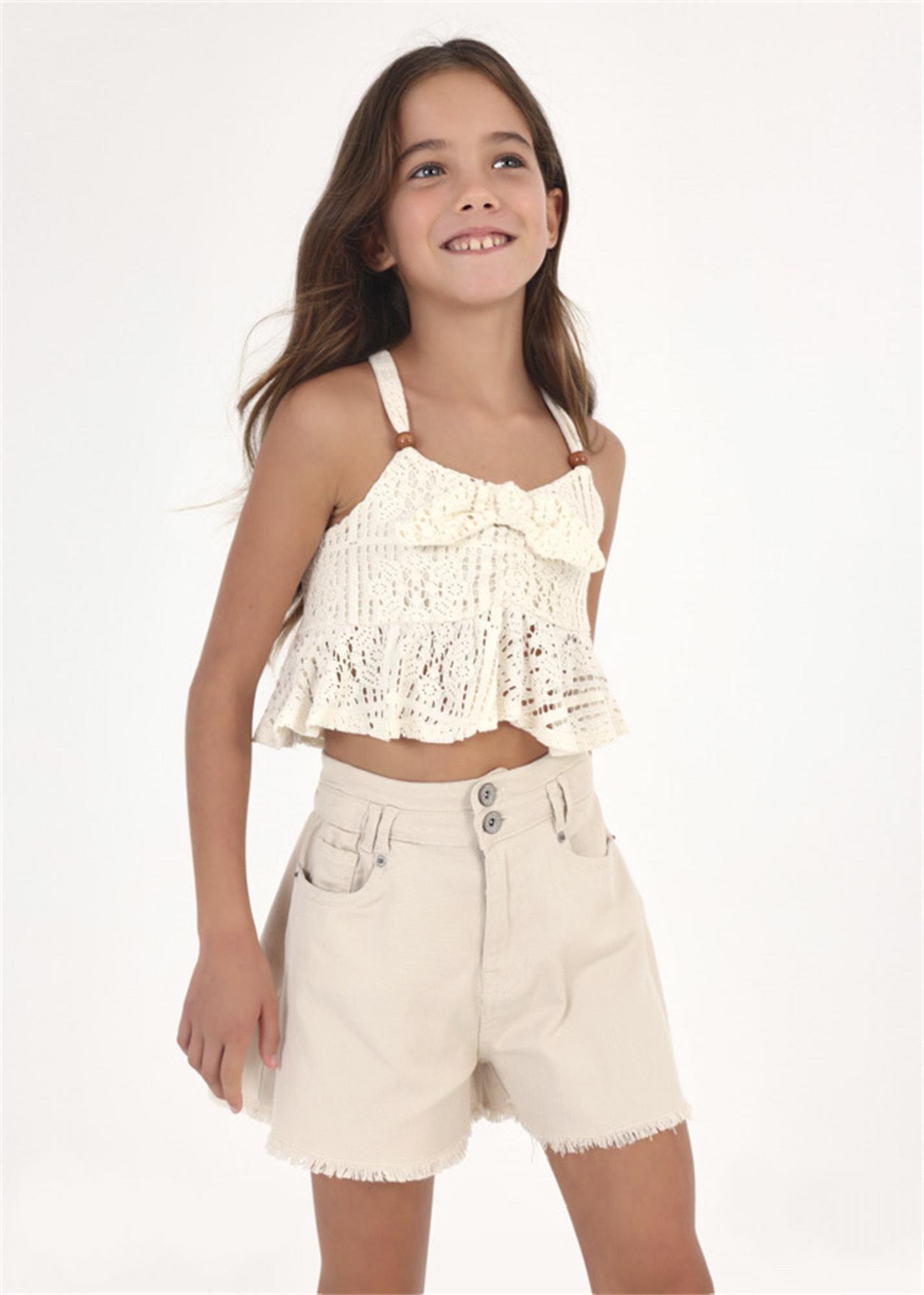 Mayoral Kız Çocuk Askılı Bluz Bej 6088