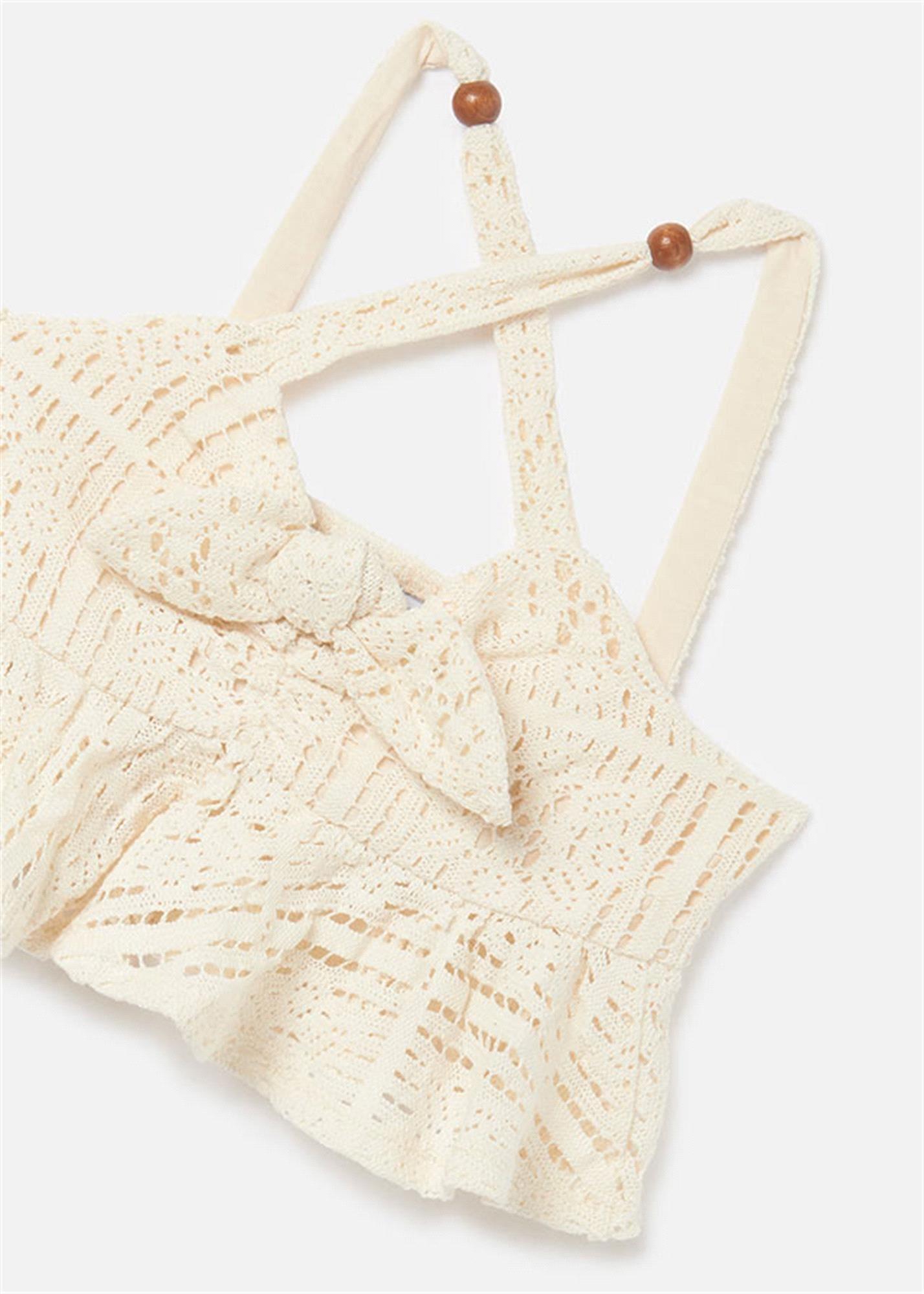 Mayoral Kız Çocuk Askılı Bluz Bej 6088