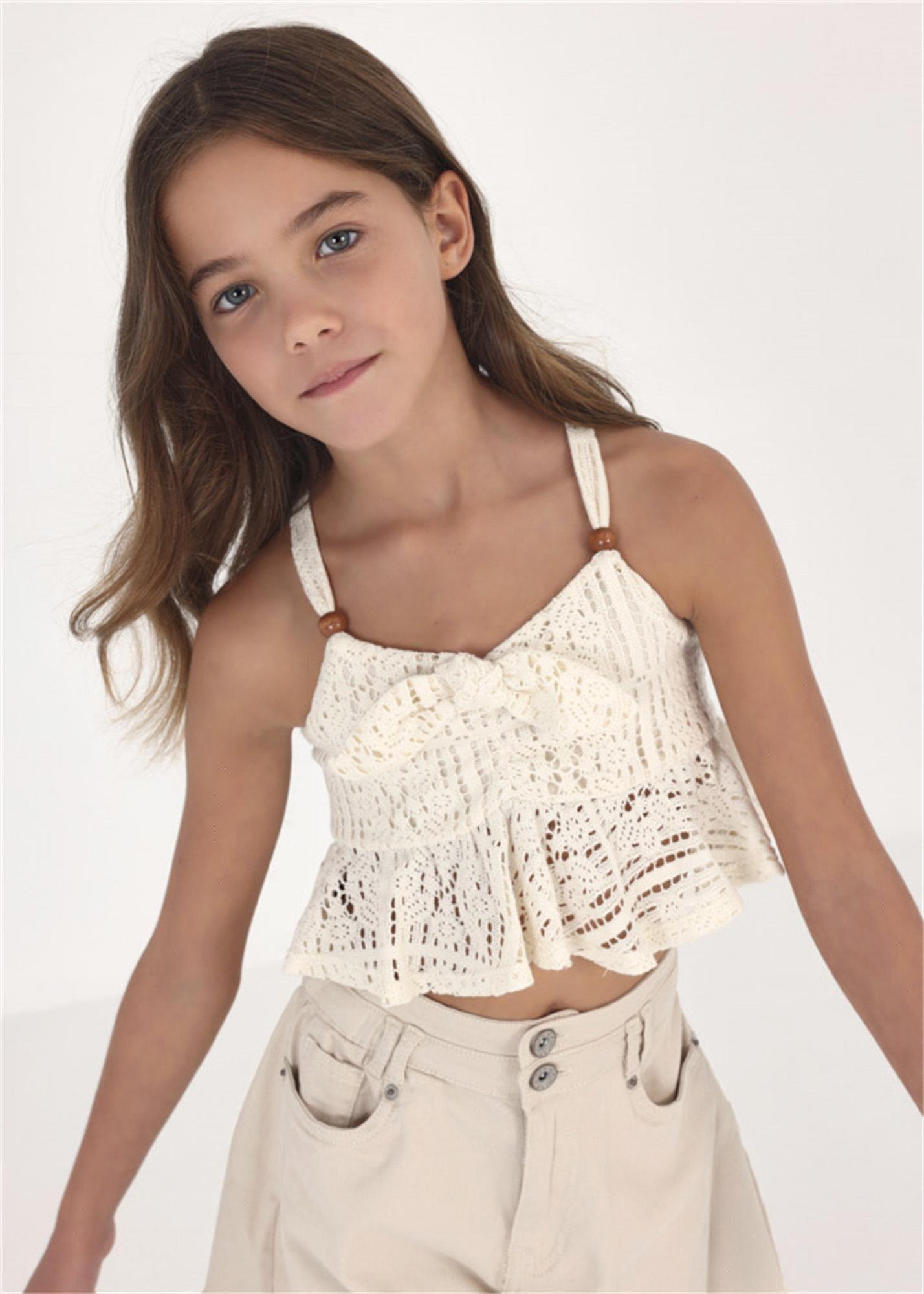 Mayoral Kız Çocuk Askılı Bluz Bej 6088