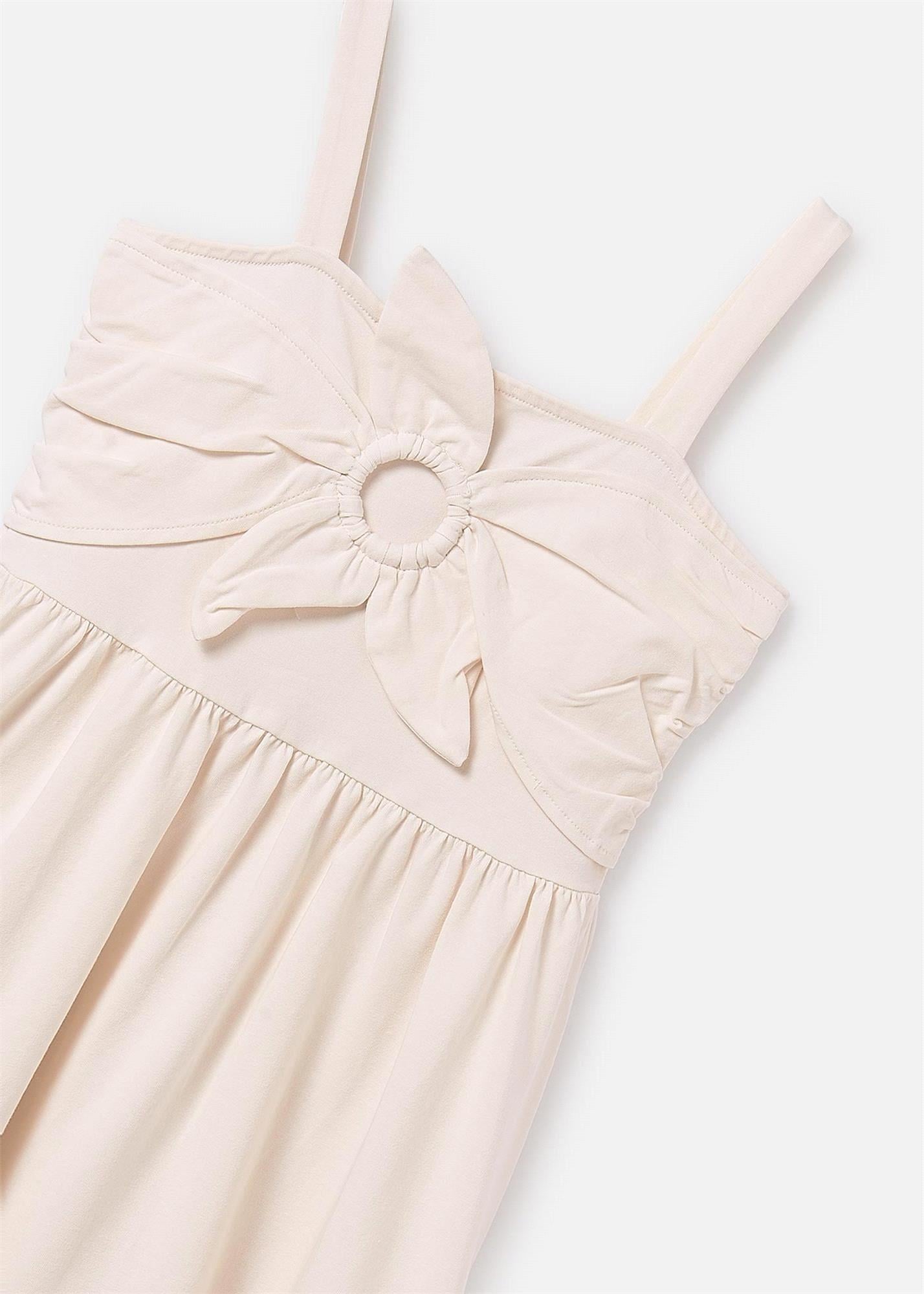 Mayoral Kız Çocuk Askılı Çiçek Elbise Krem 6984