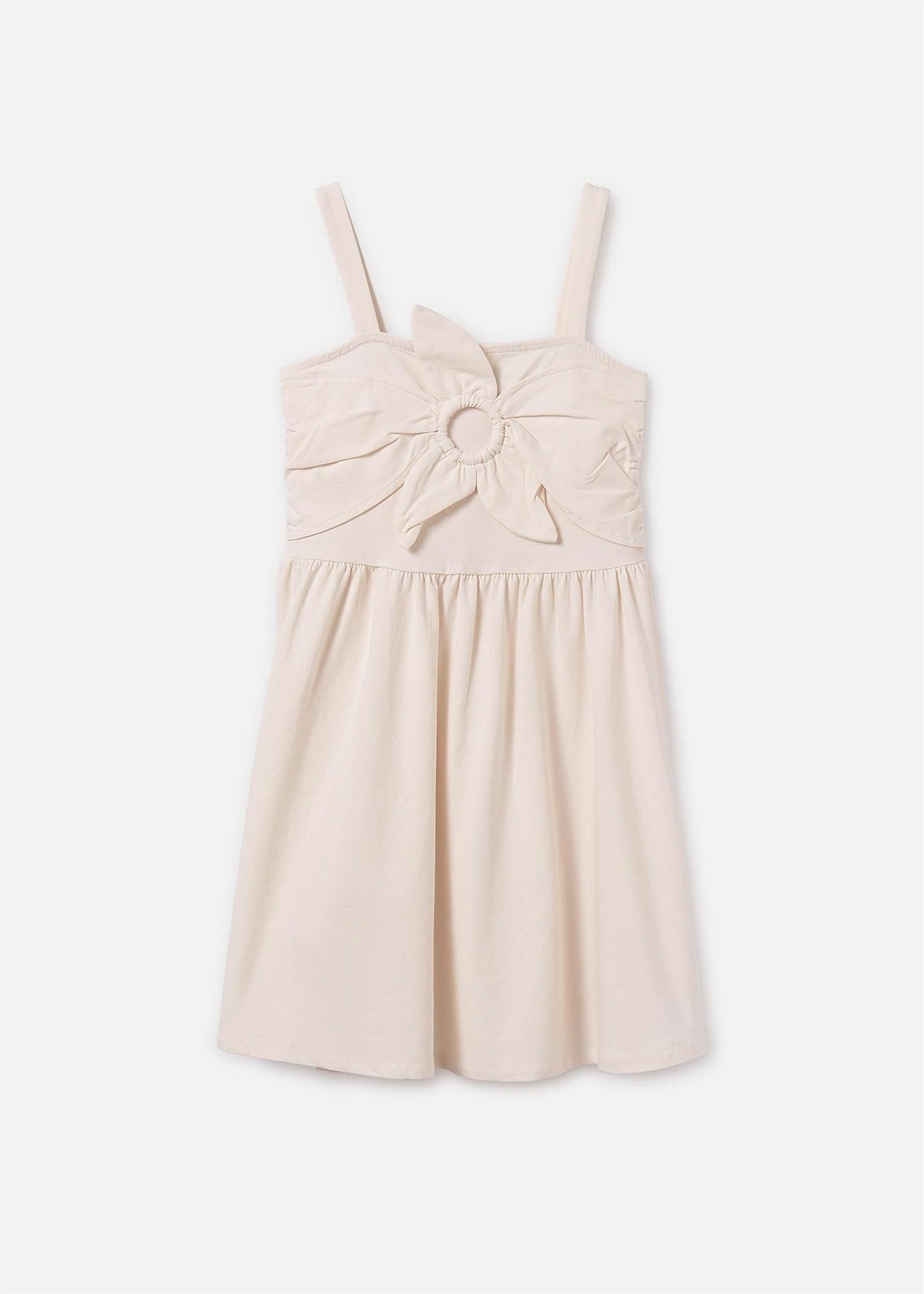 Mayoral Kız Çocuk Askılı Çiçek Elbise Krem 6984