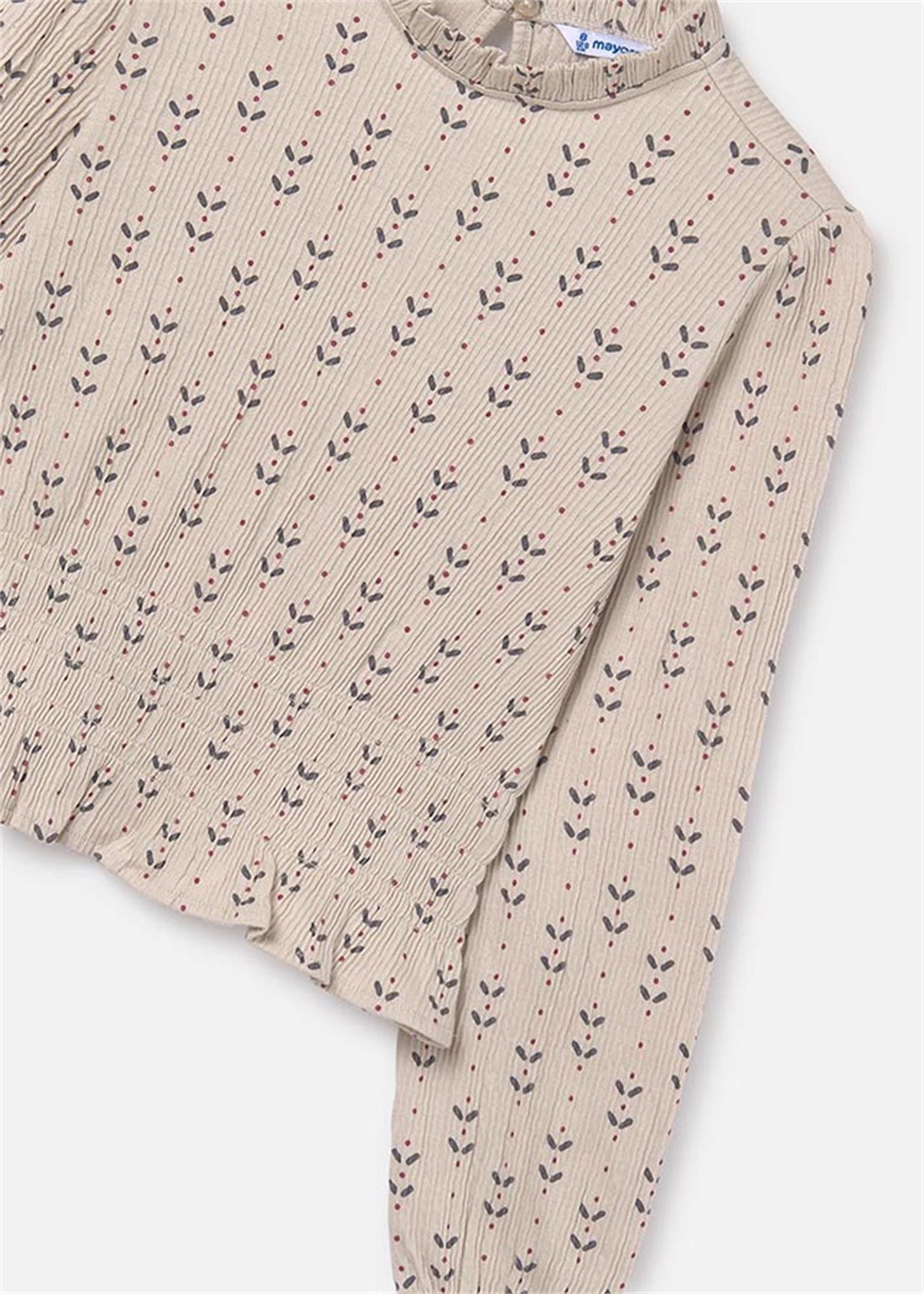 Mayoral Kız Çocuk Baskılı Bluz Bej 7013