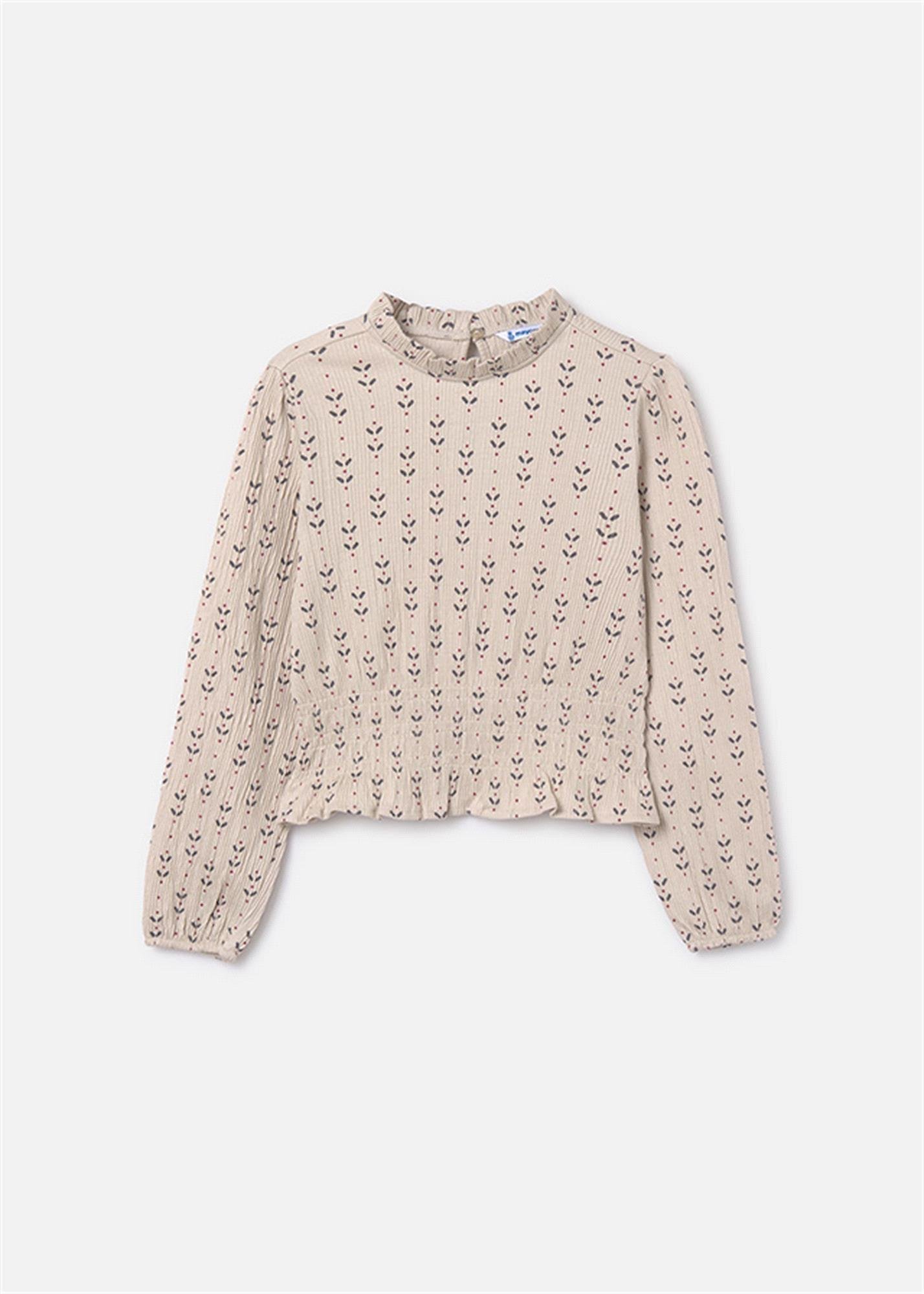 Mayoral Kız Çocuk Baskılı Bluz Bej 7013