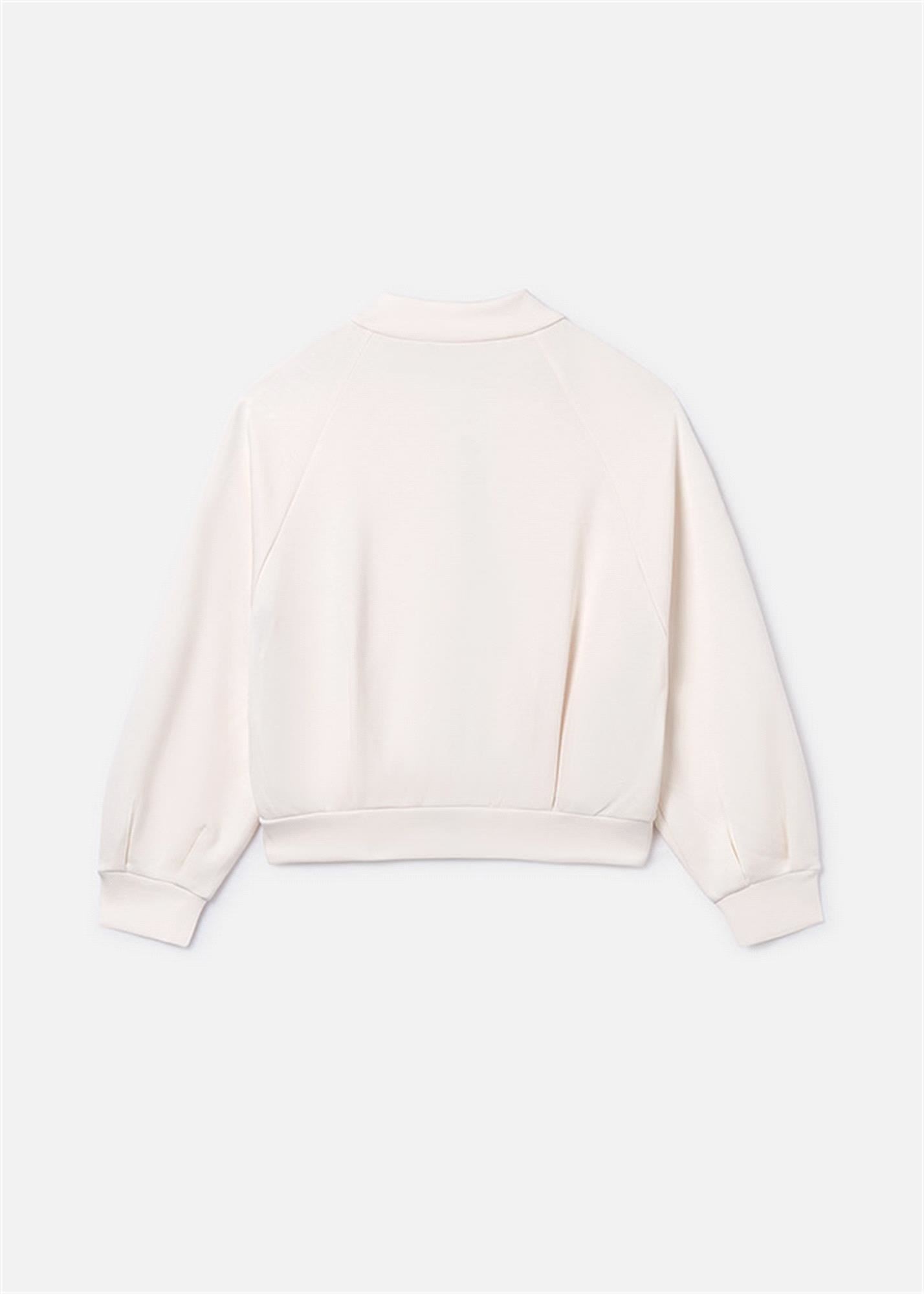 Mayoral Kız Çocuk Baskılı Fermuarlı Sweatshirt Ekru 6409