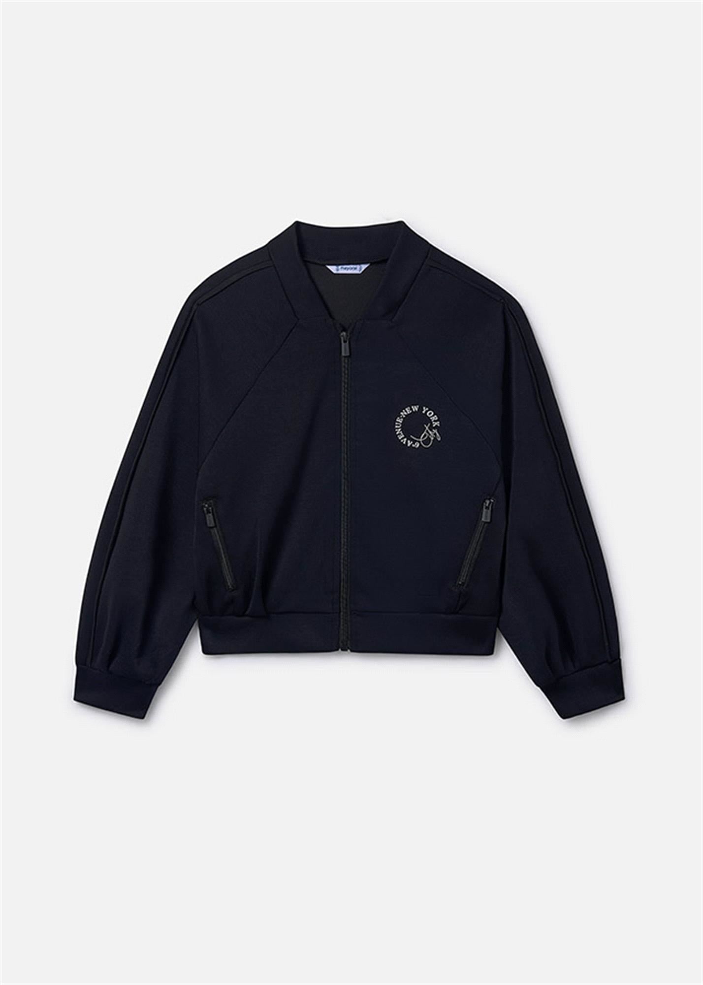 Mayoral Kız Çocuk Baskılı Fermuarlı Sweatshirt Siyah 6409
